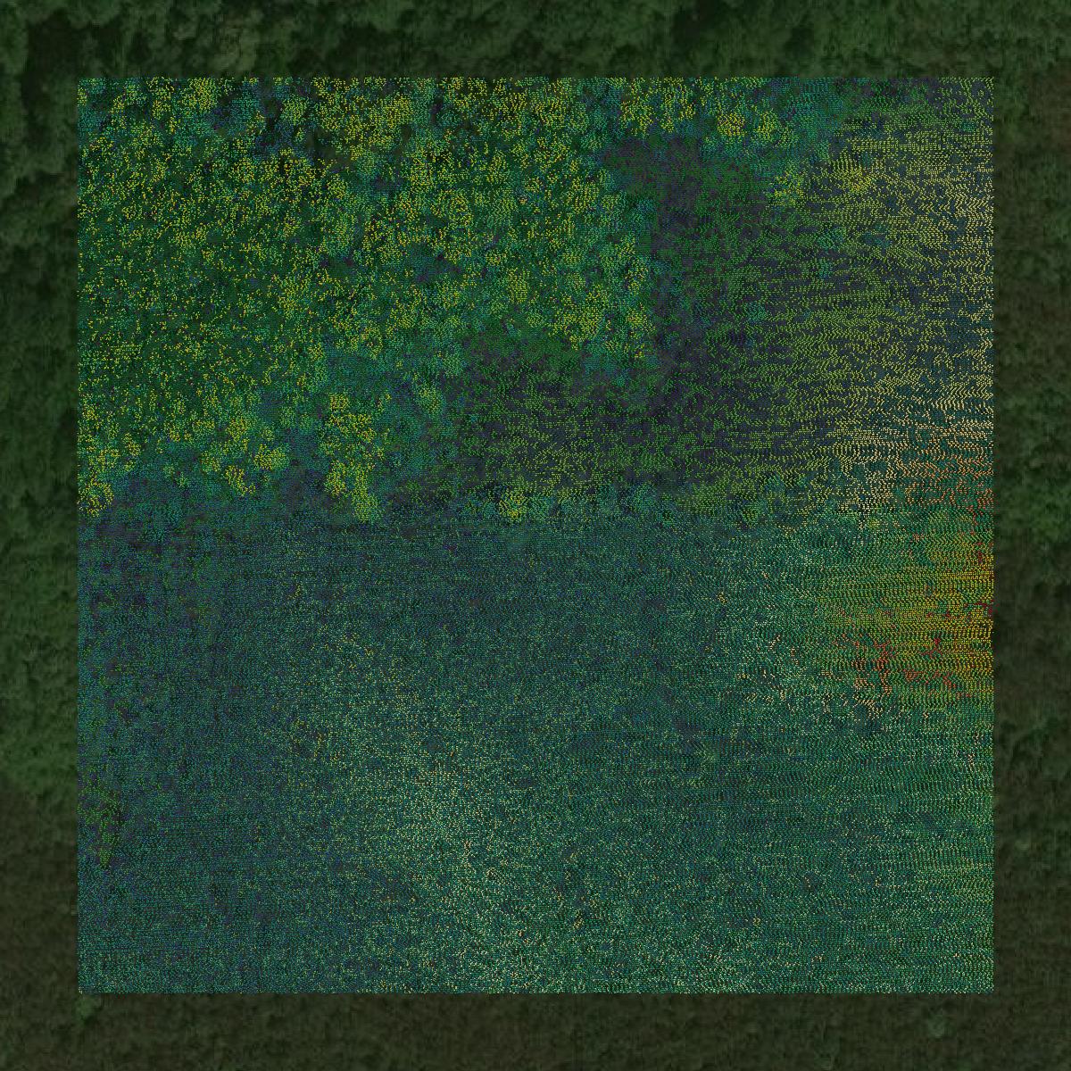 This image shows a LiDAR point cloud in Benton County created using GIS data in Equator.