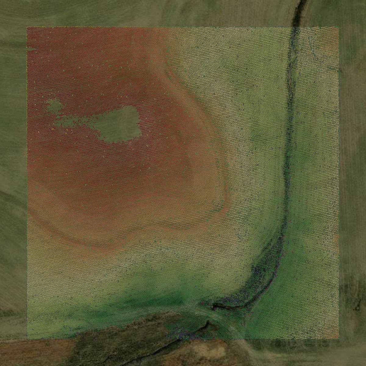 This image shows a LiDAR point cloud in Benton County created using GIS data in Equator.