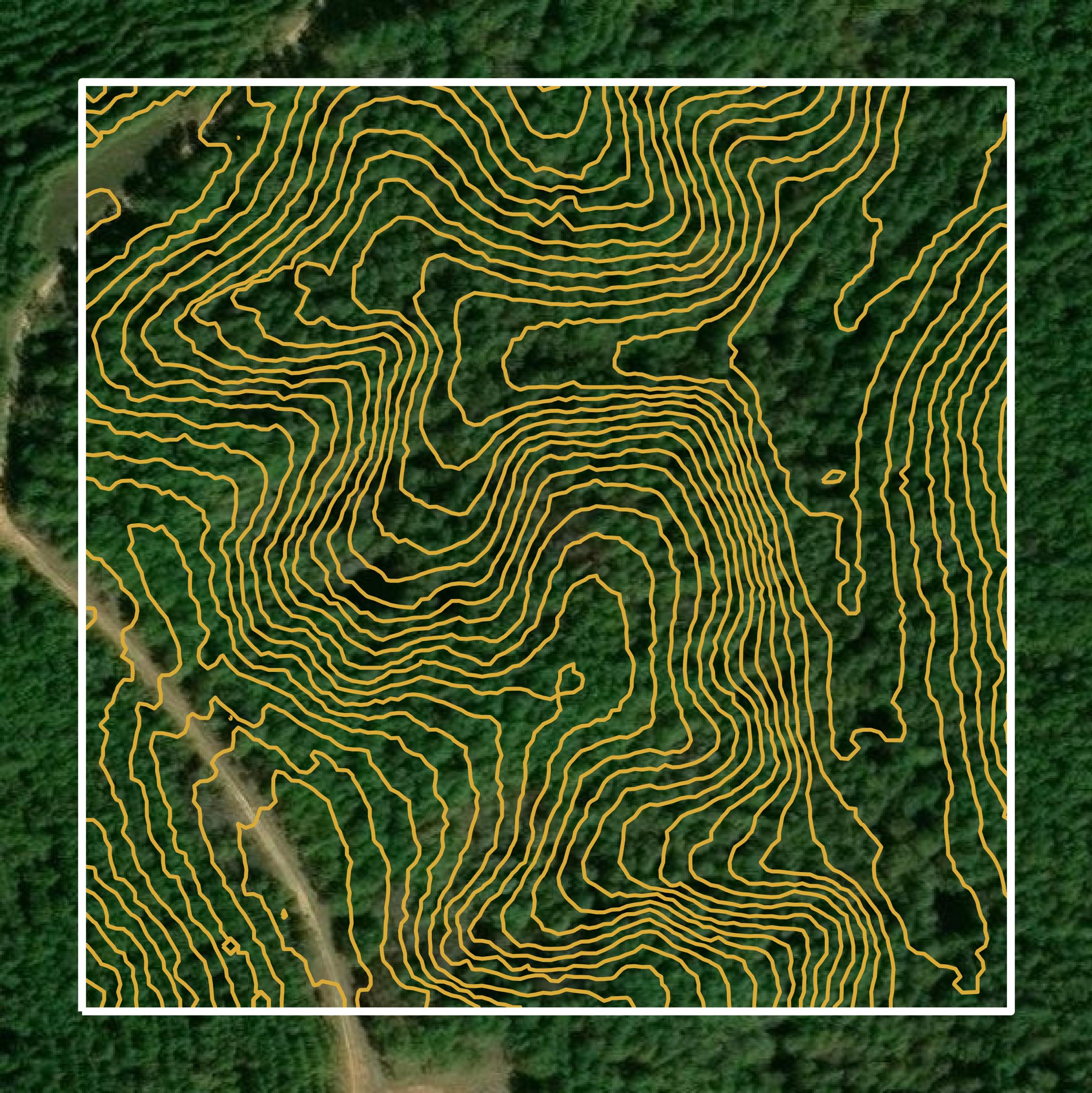 This image shows a contour map in Choctaw County created using GIS data in Equator.