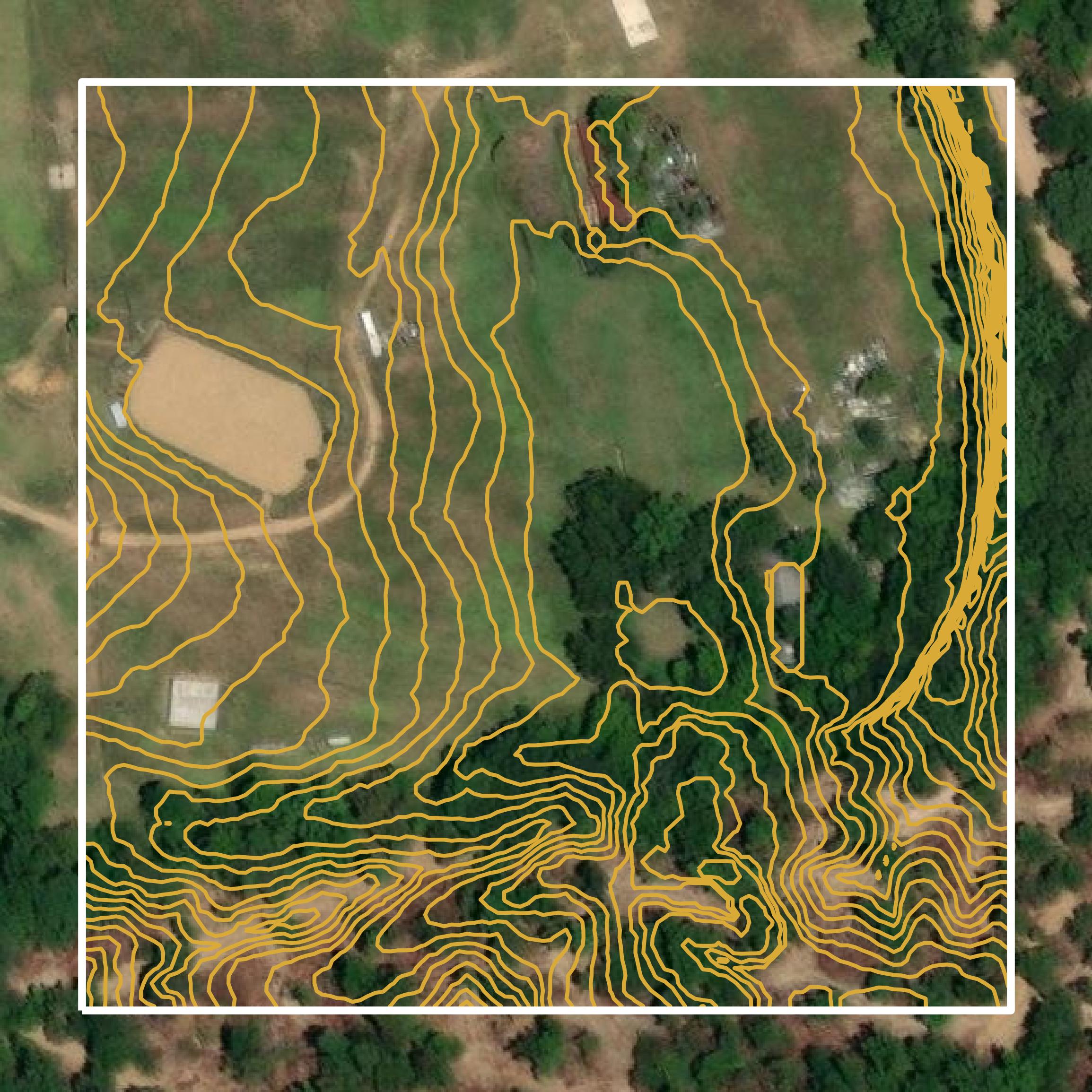 This image shows a contour map in Claiborne County created using GIS data in Equator.