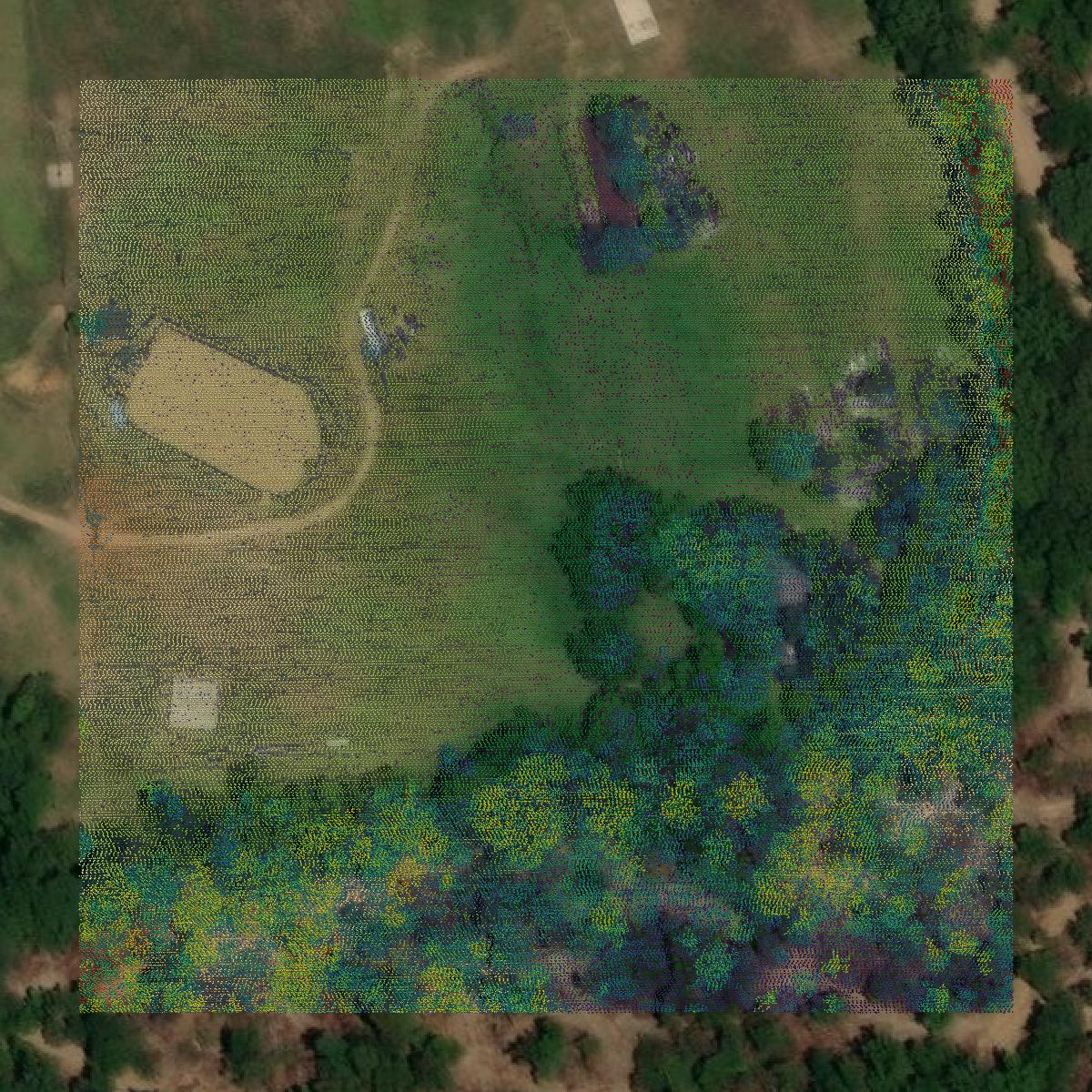This image shows a LiDAR point cloud in Claiborne County created using GIS data in Equator.