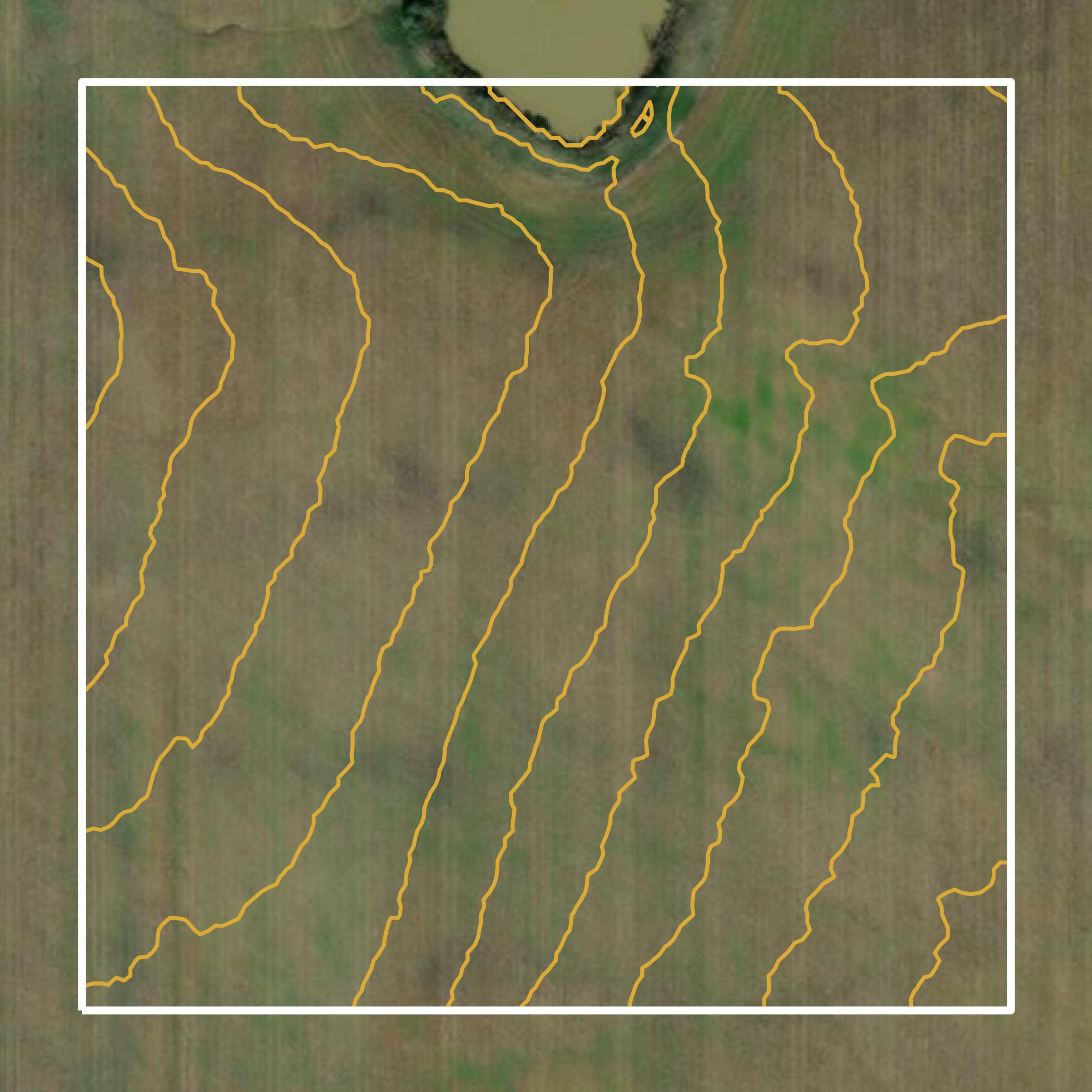 This image shows a contour map in Clarke County created using GIS data in Equator.