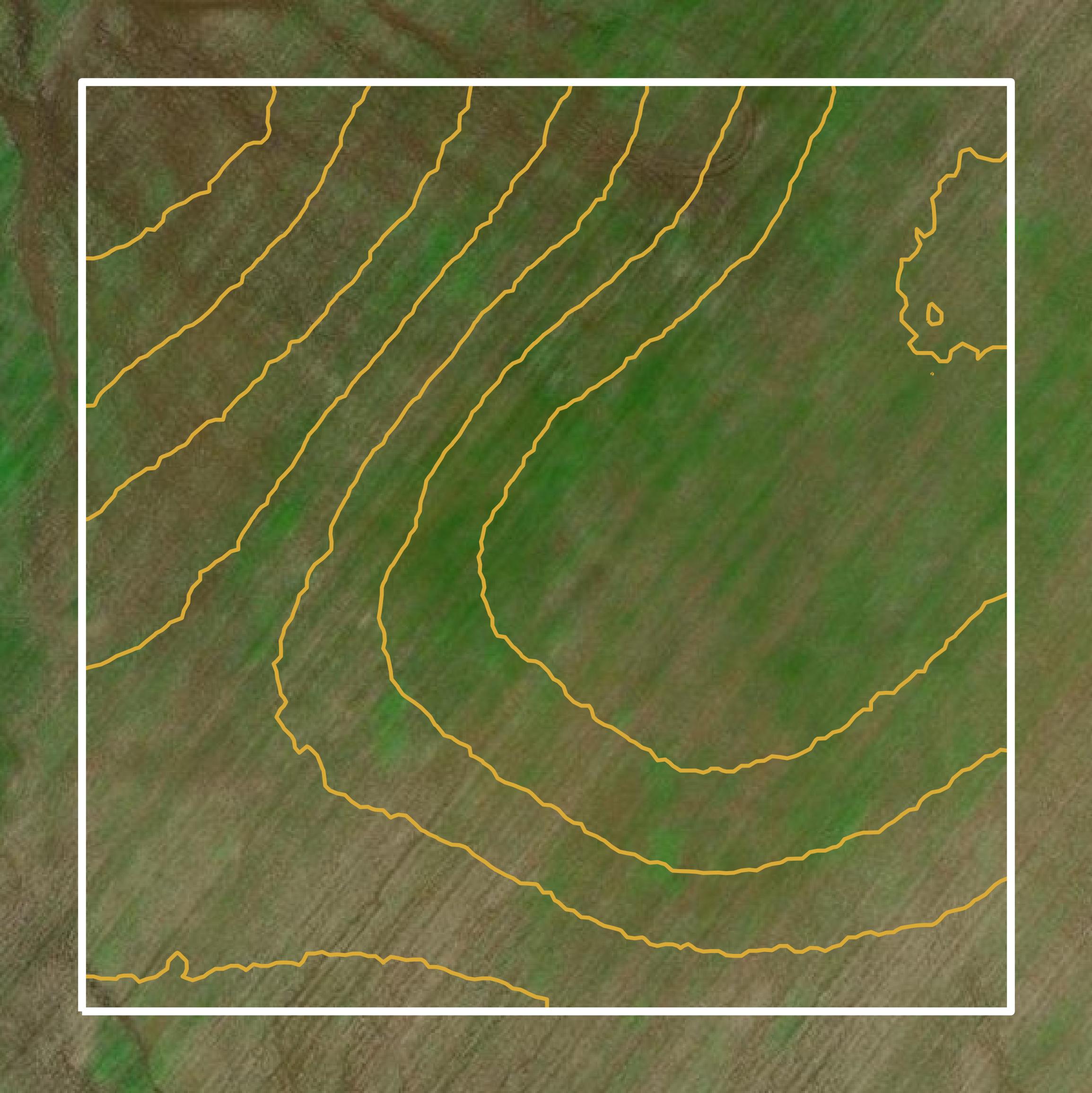 This image shows a contour map in Clarke County created using GIS data in Equator.