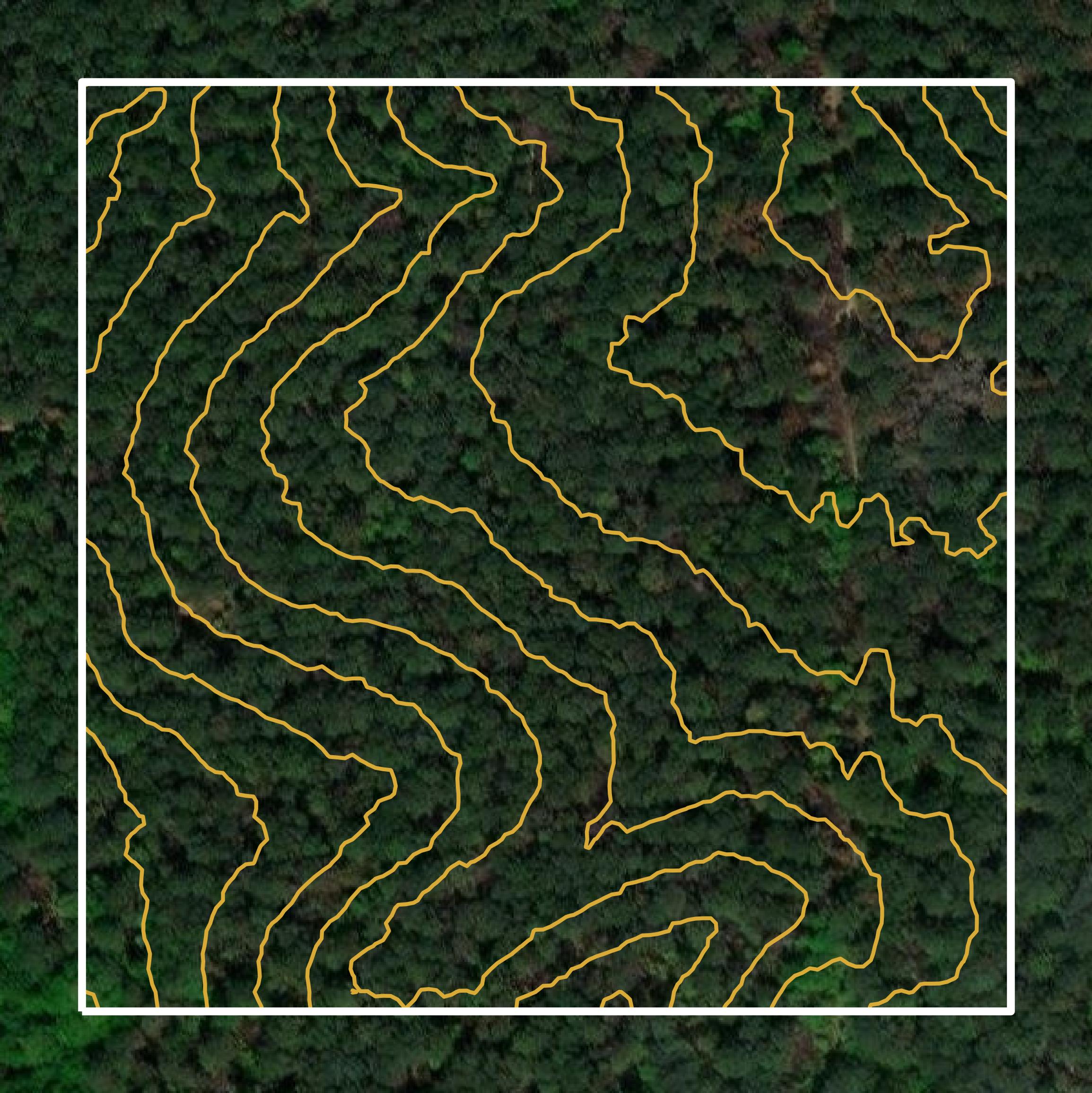 This image shows a contour map in Clay County created using GIS data in Equator.