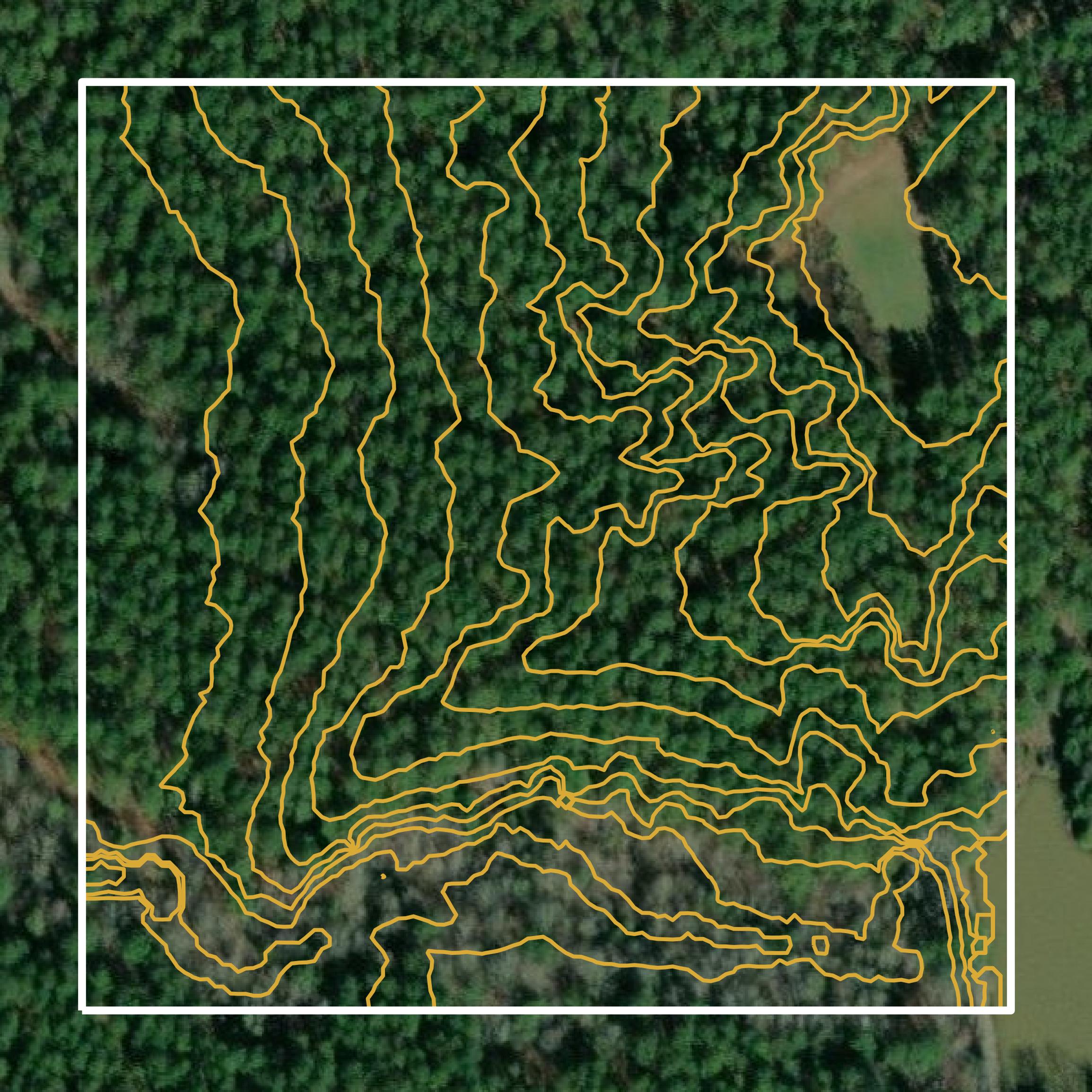 This image shows a contour map in Clay County created using GIS data in Equator.