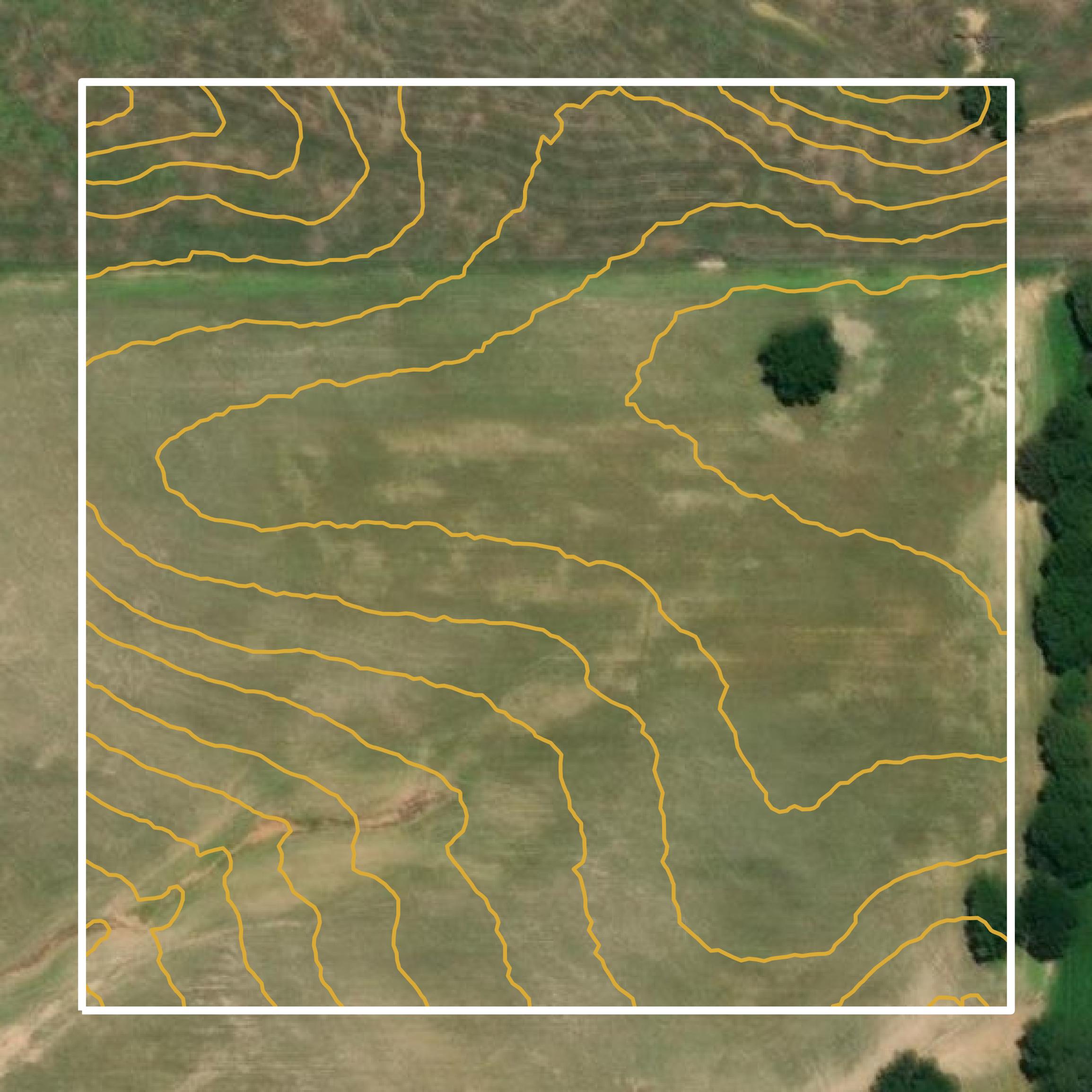 This image shows a contour map in Covington County created using GIS data in Equator.