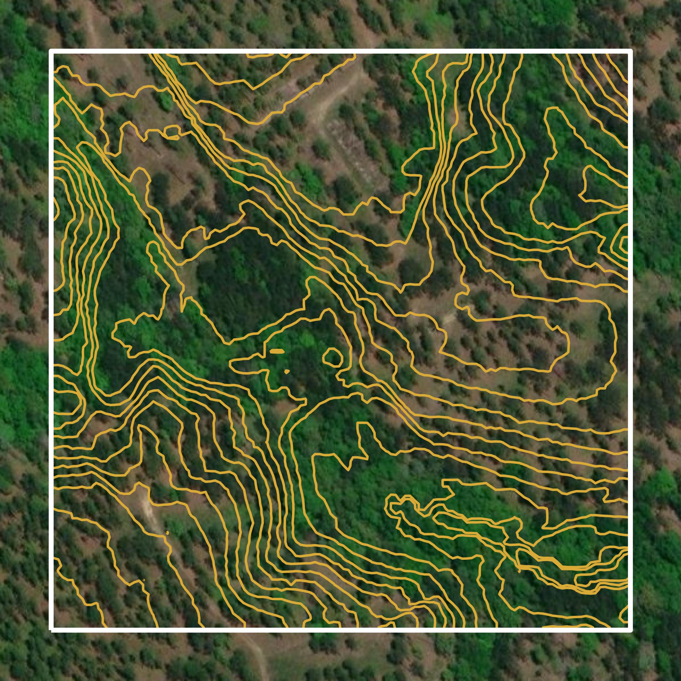 This image shows a contour map in Forrest County created using GIS data in Equator.