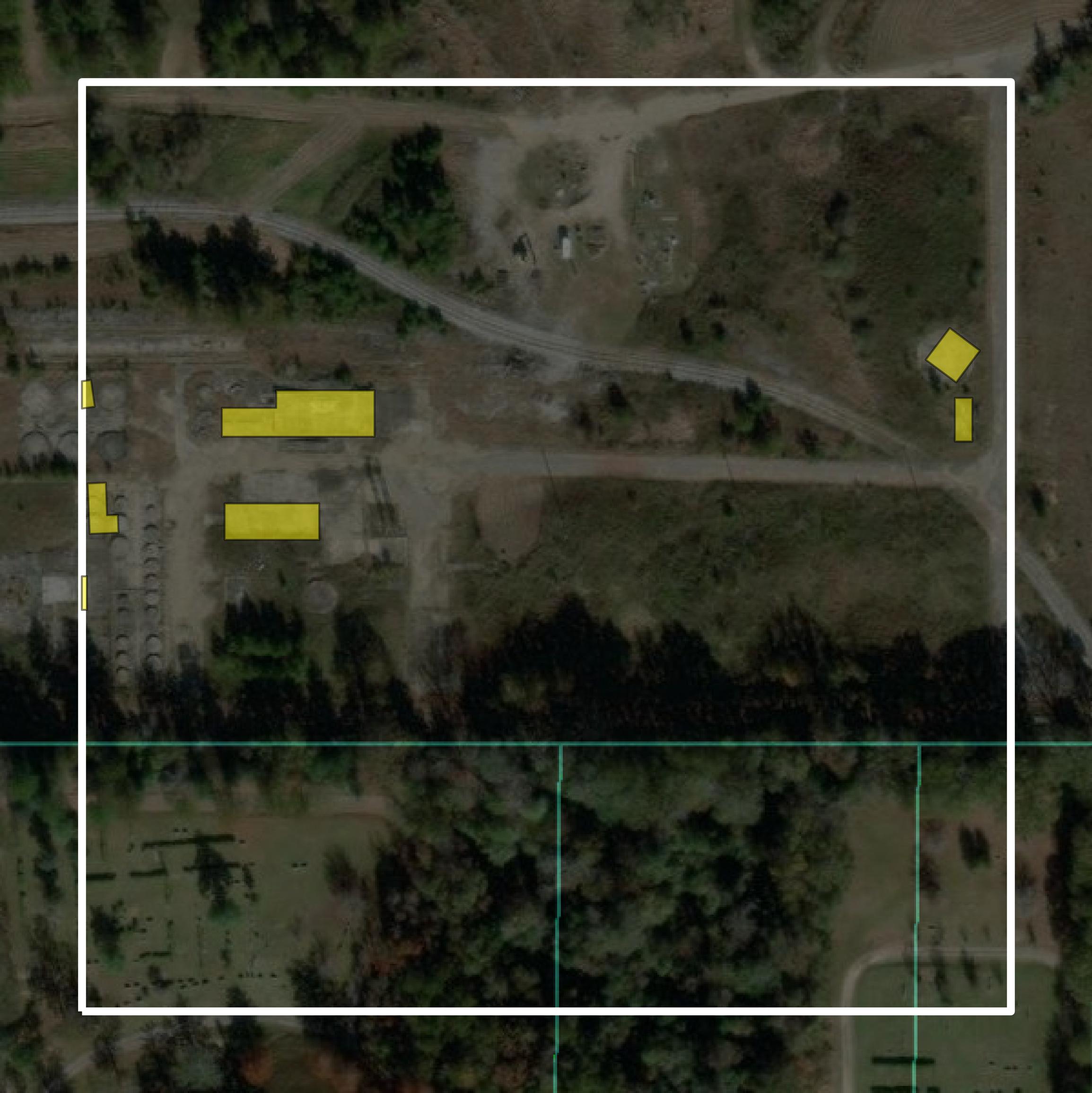 This image shows parcel and building data in Forrest County created using GIS data in Equator.