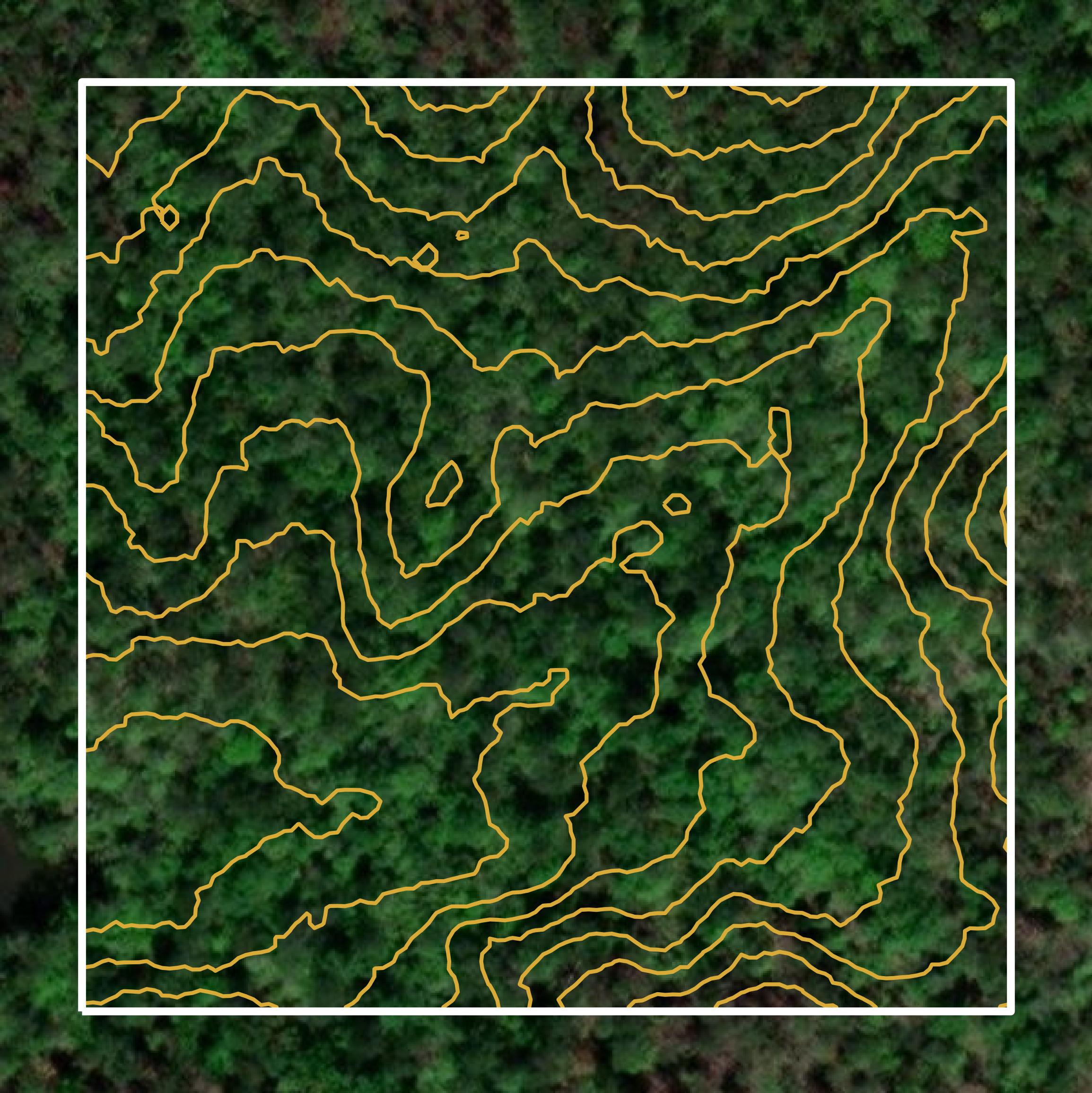 This image shows a contour map in Greene County created using GIS data in Equator.
