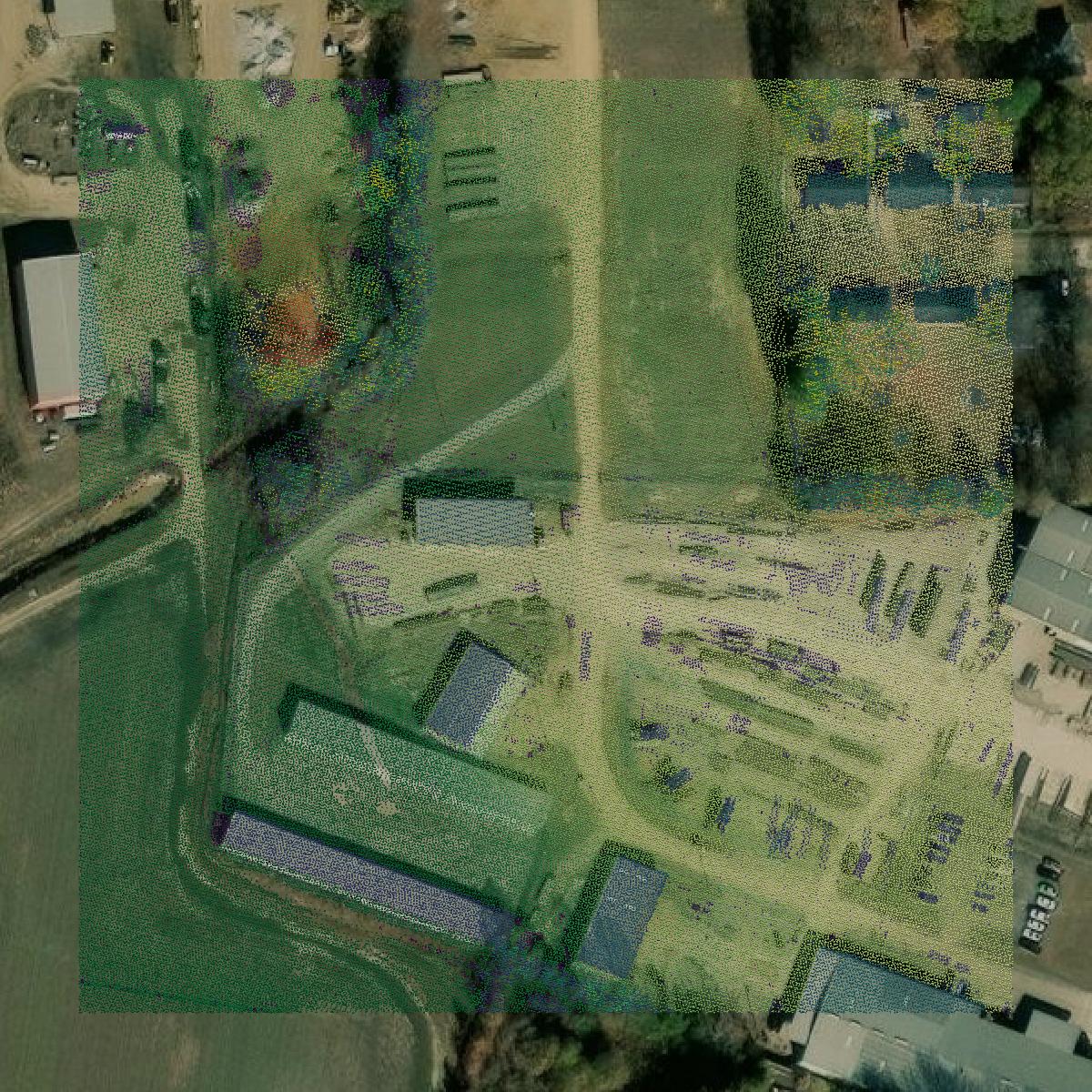 This image shows a LiDAR point cloud in Grenada County created using GIS data in Equator.