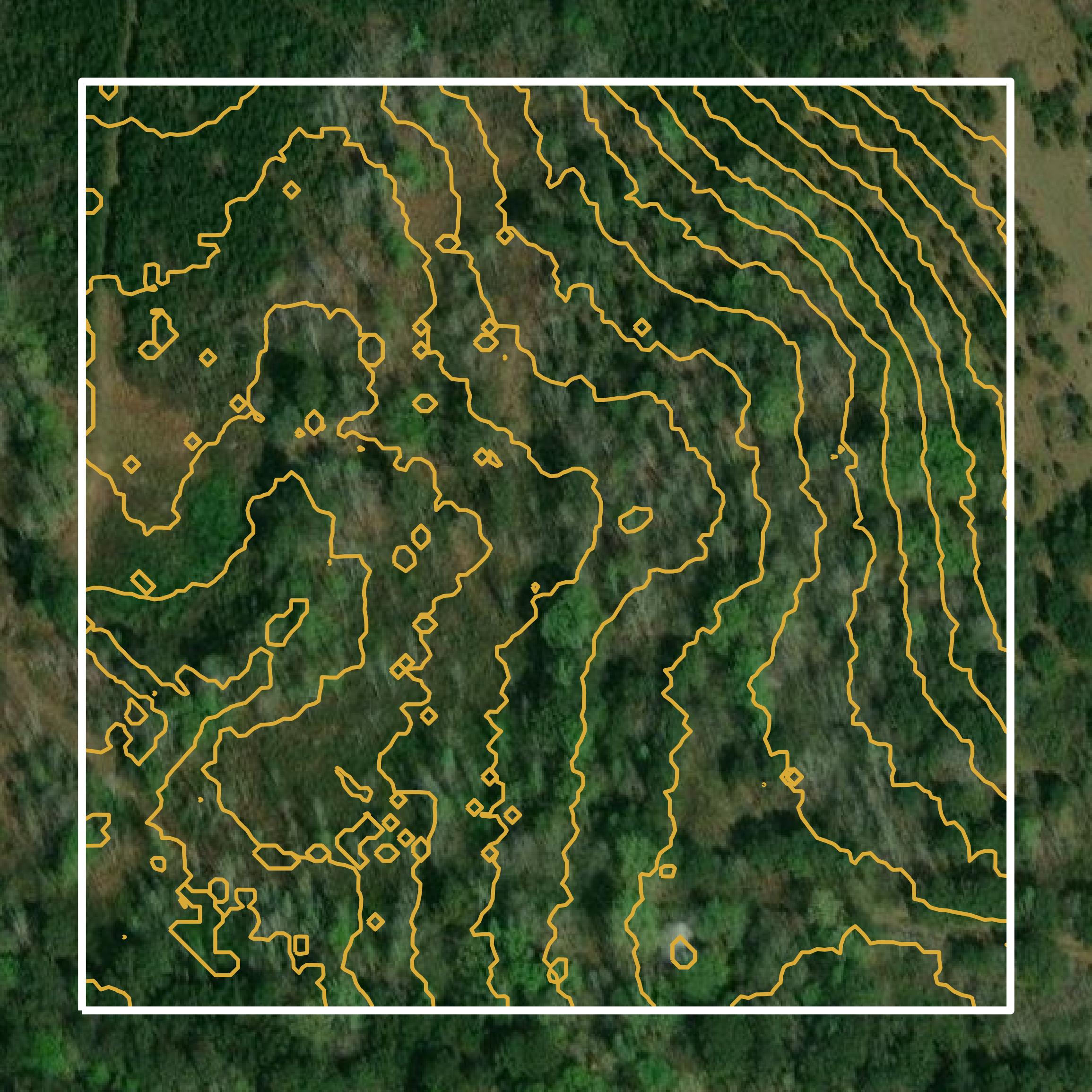 This image shows a contour map in Hancock County created using GIS data in Equator.