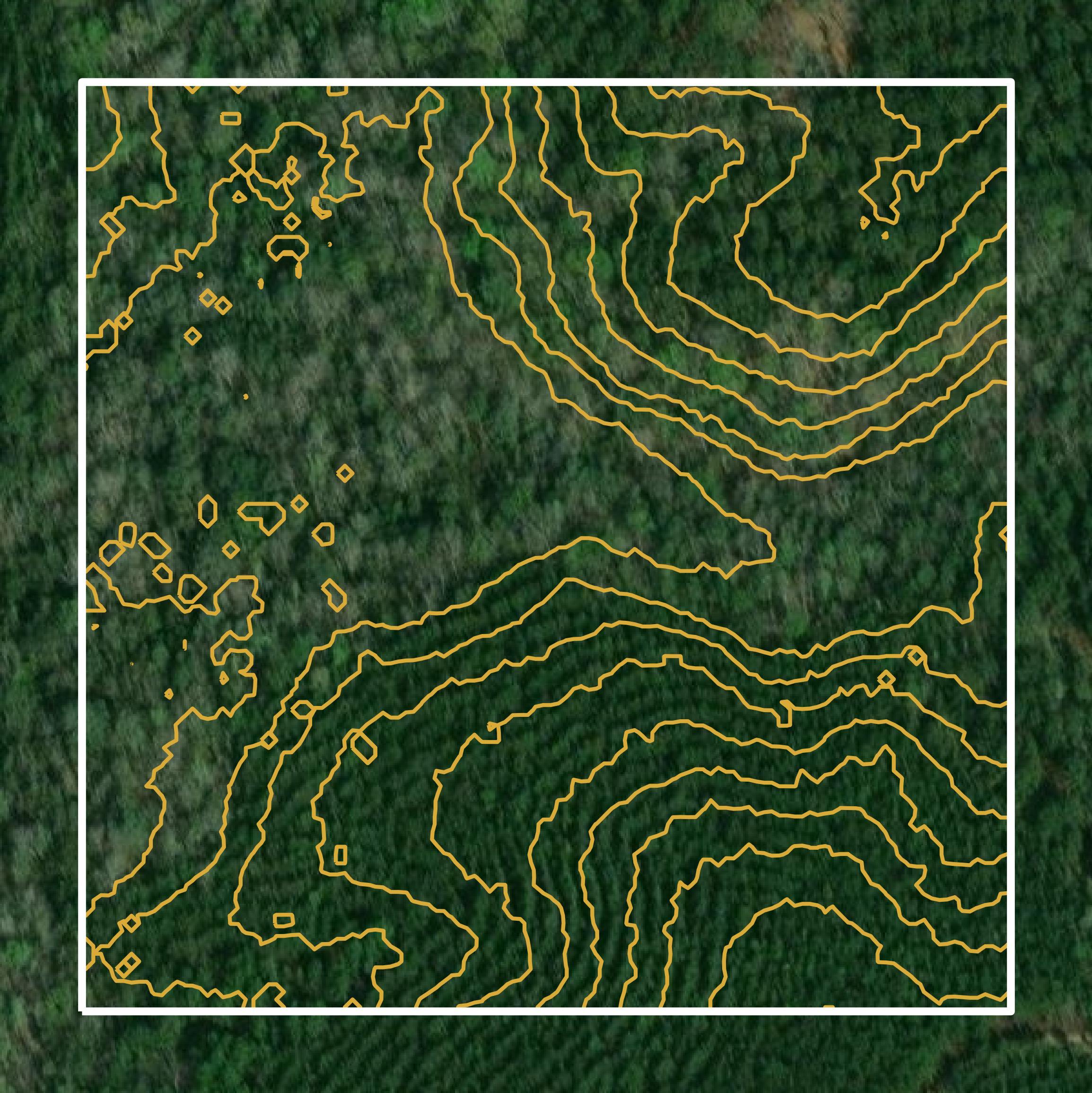 This image shows a contour map in Harrison County created using GIS data in Equator.