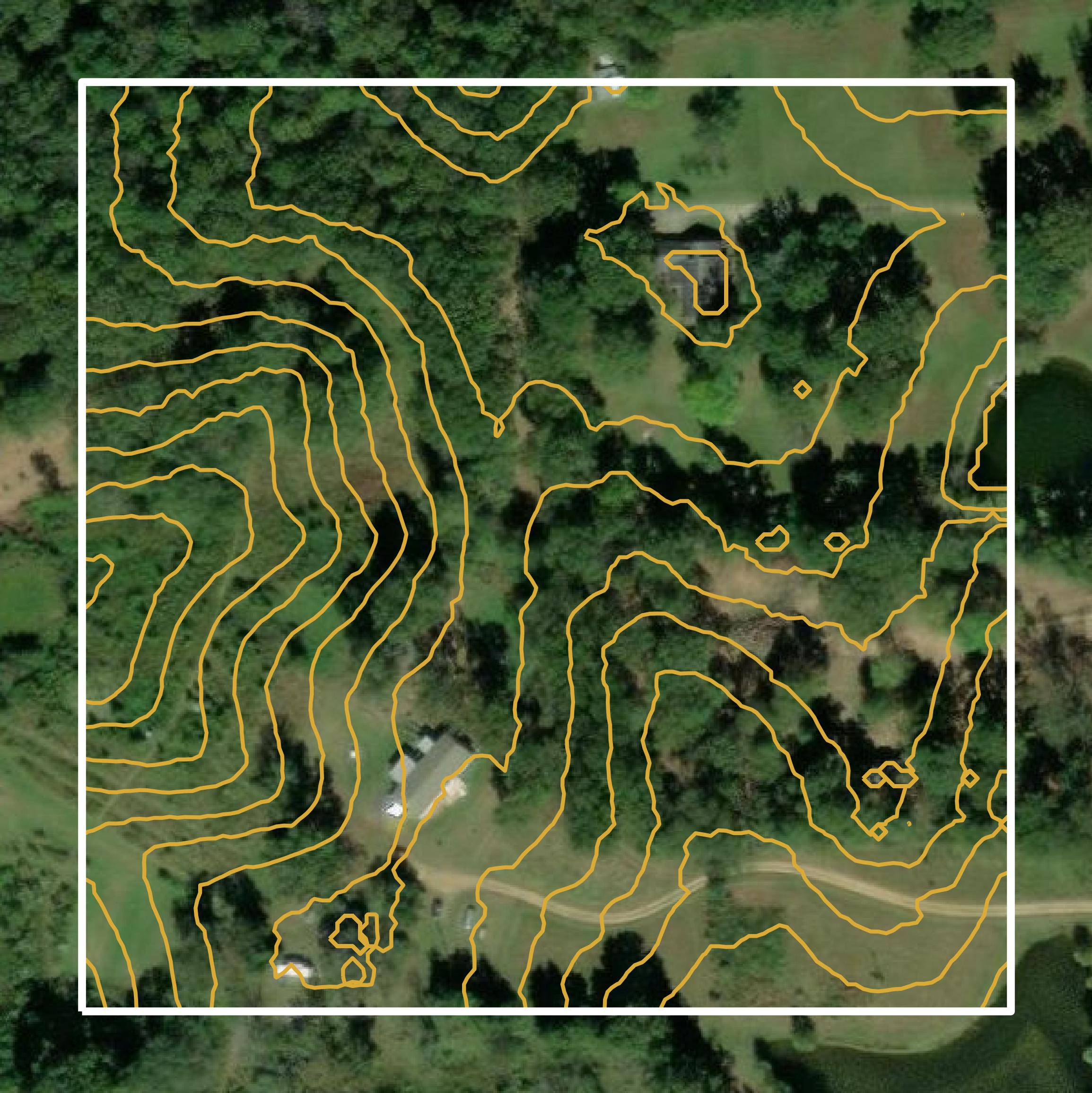 This image shows a contour map in Hinds County created using GIS data in Equator.