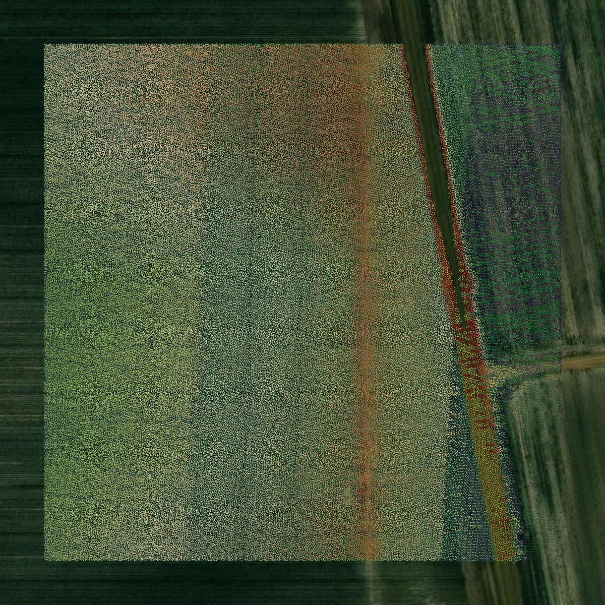 This image shows a LiDAR point cloud in Holmes County created using GIS data in Equator.
