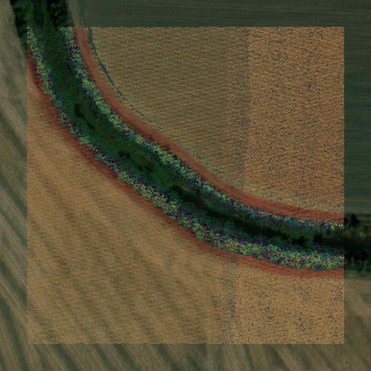 This image shows a LiDAR point cloud in Issaquena County created using GIS data in Equator.
