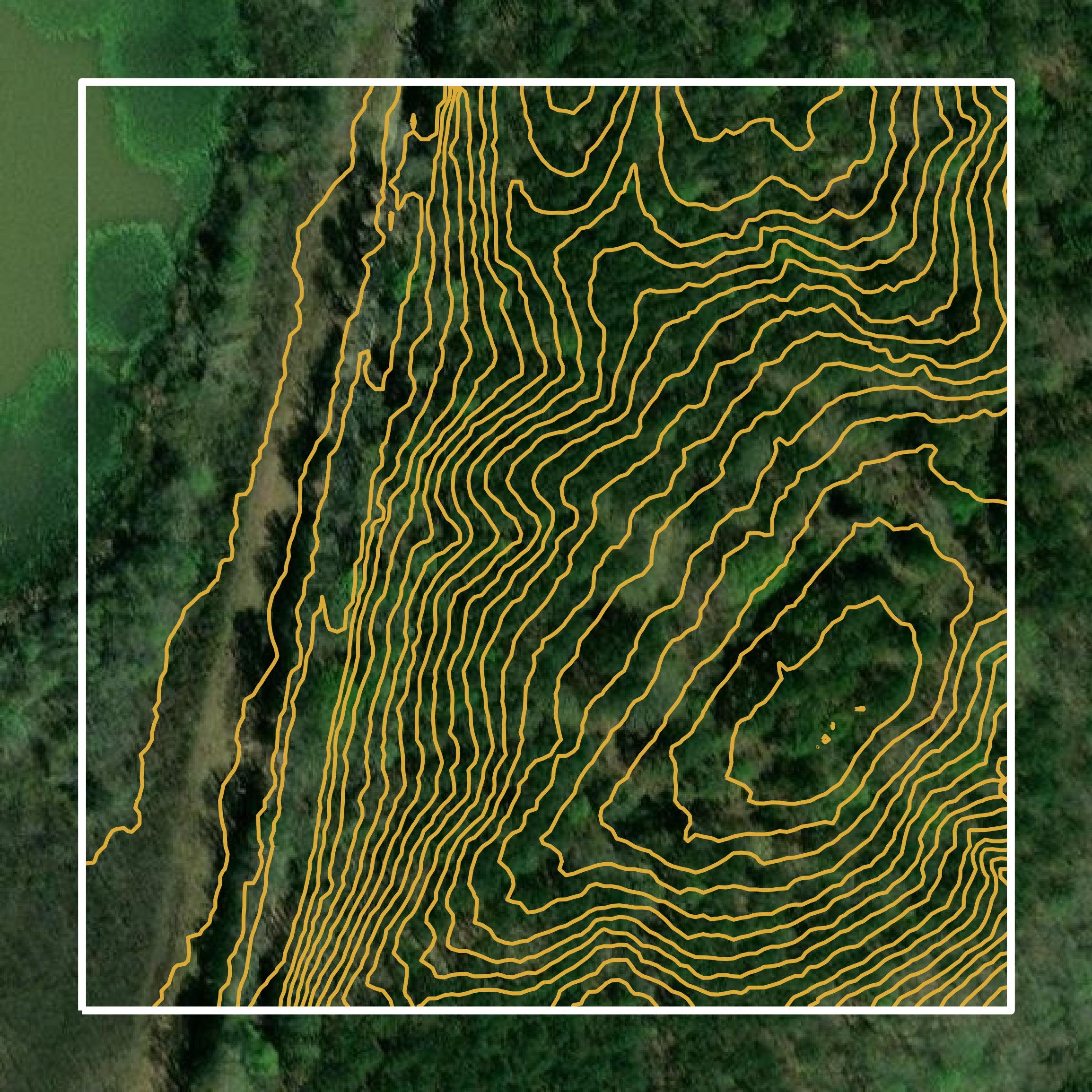 This image shows a contour map in Itawamba County created using GIS data in Equator.