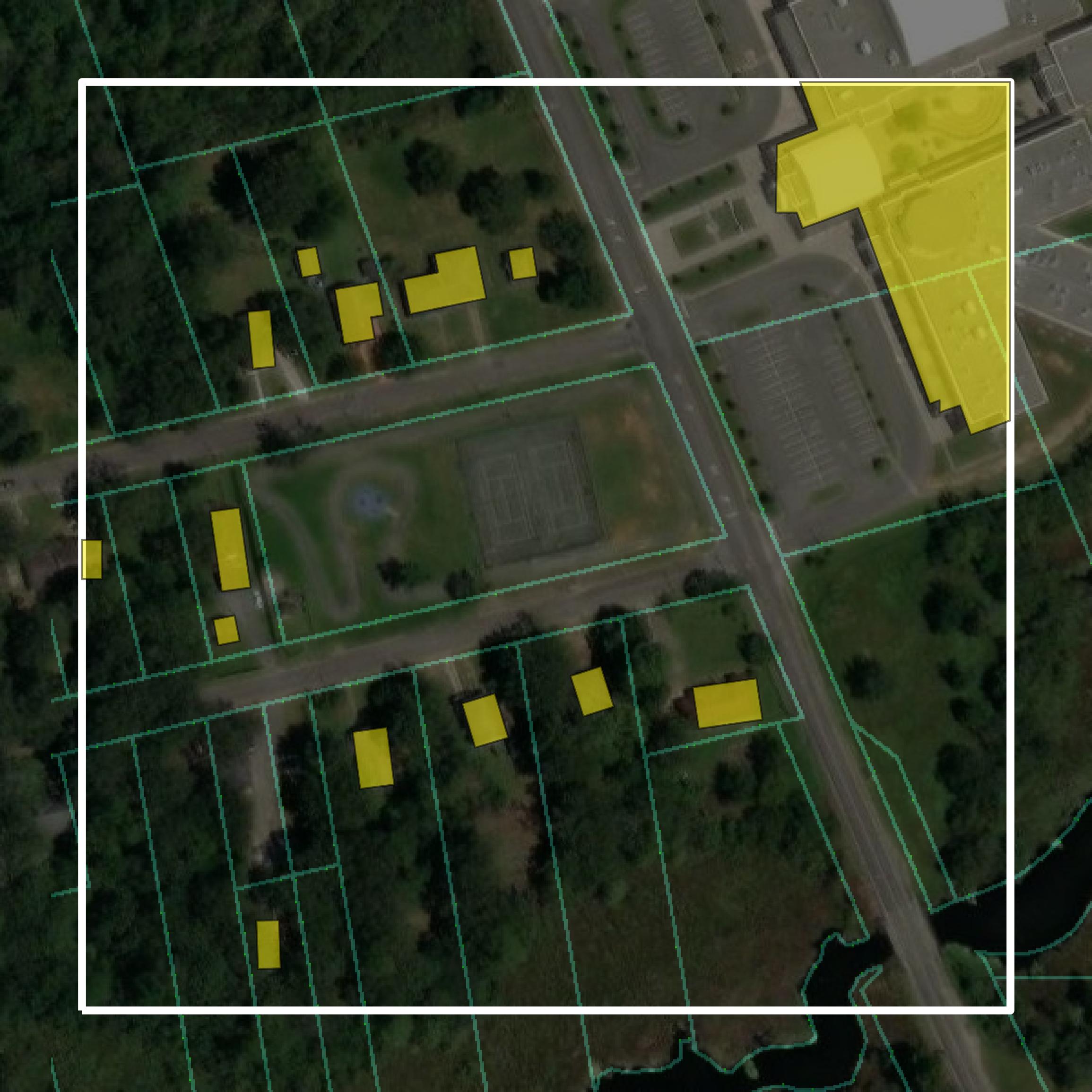 This image shows parcel and building data in Jackson County created using GIS data in Equator.
