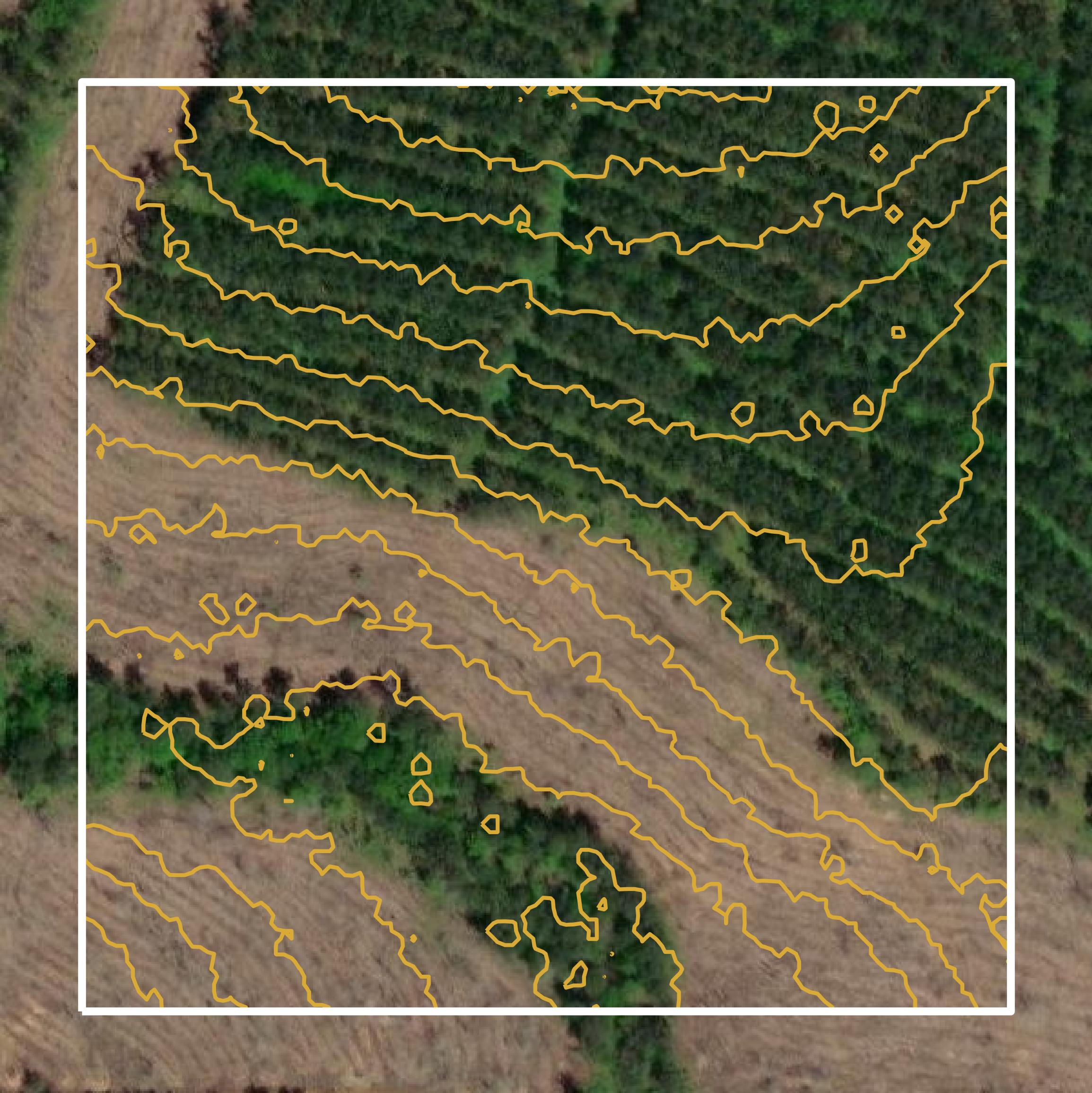 This image shows a contour map in Jasper County created using GIS data in Equator.