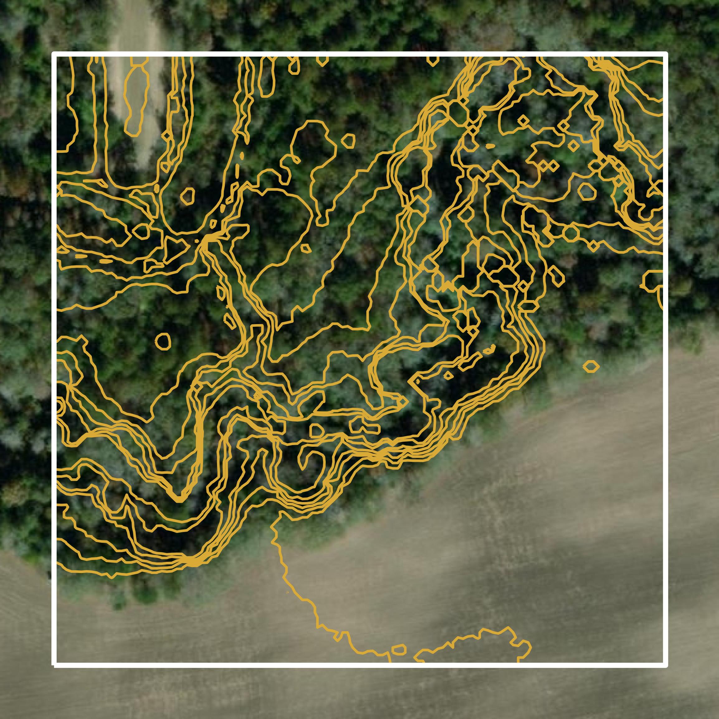 This image shows a contour map in Jones County created using GIS data in Equator.
