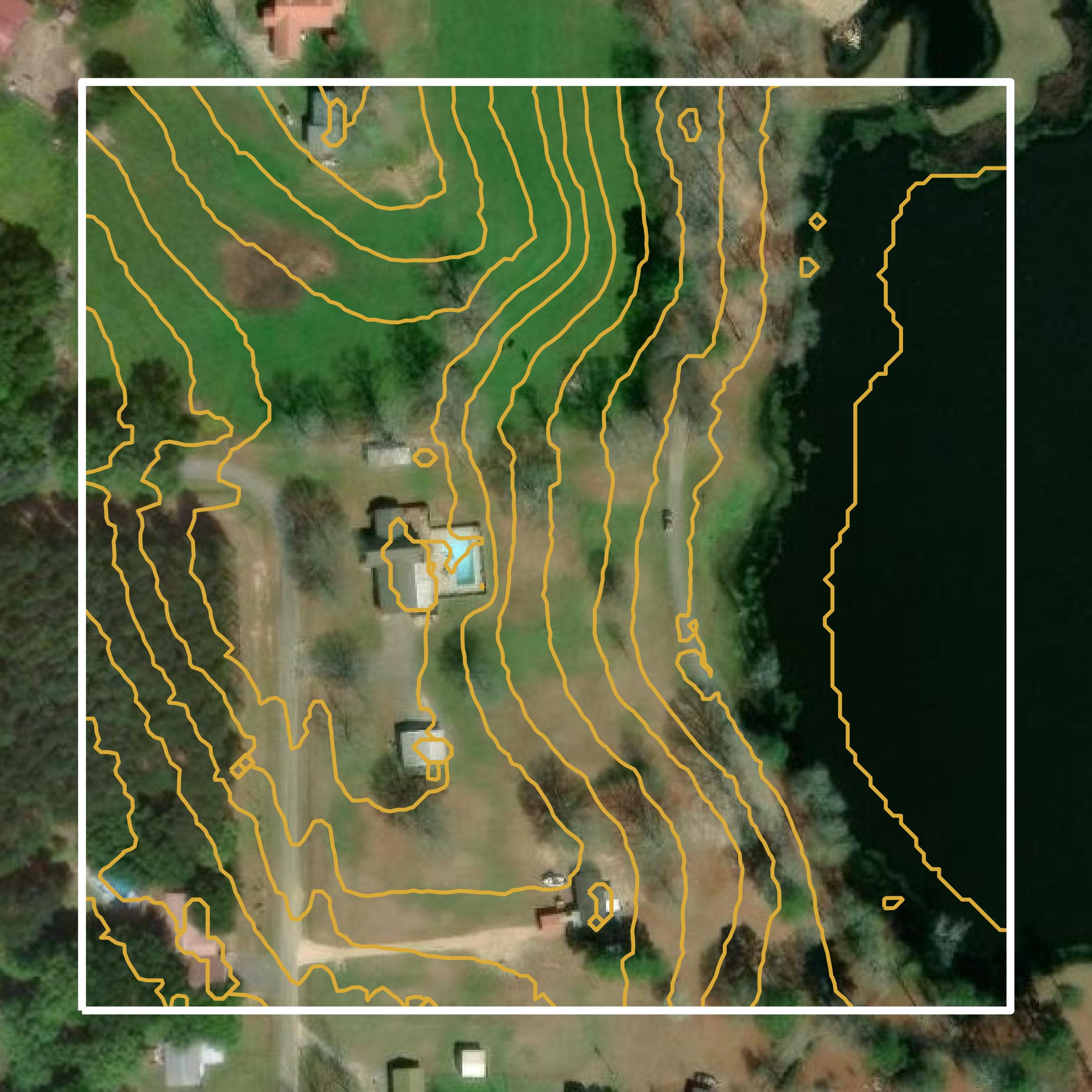 This image shows a contour map in Jones County created using GIS data in Equator.