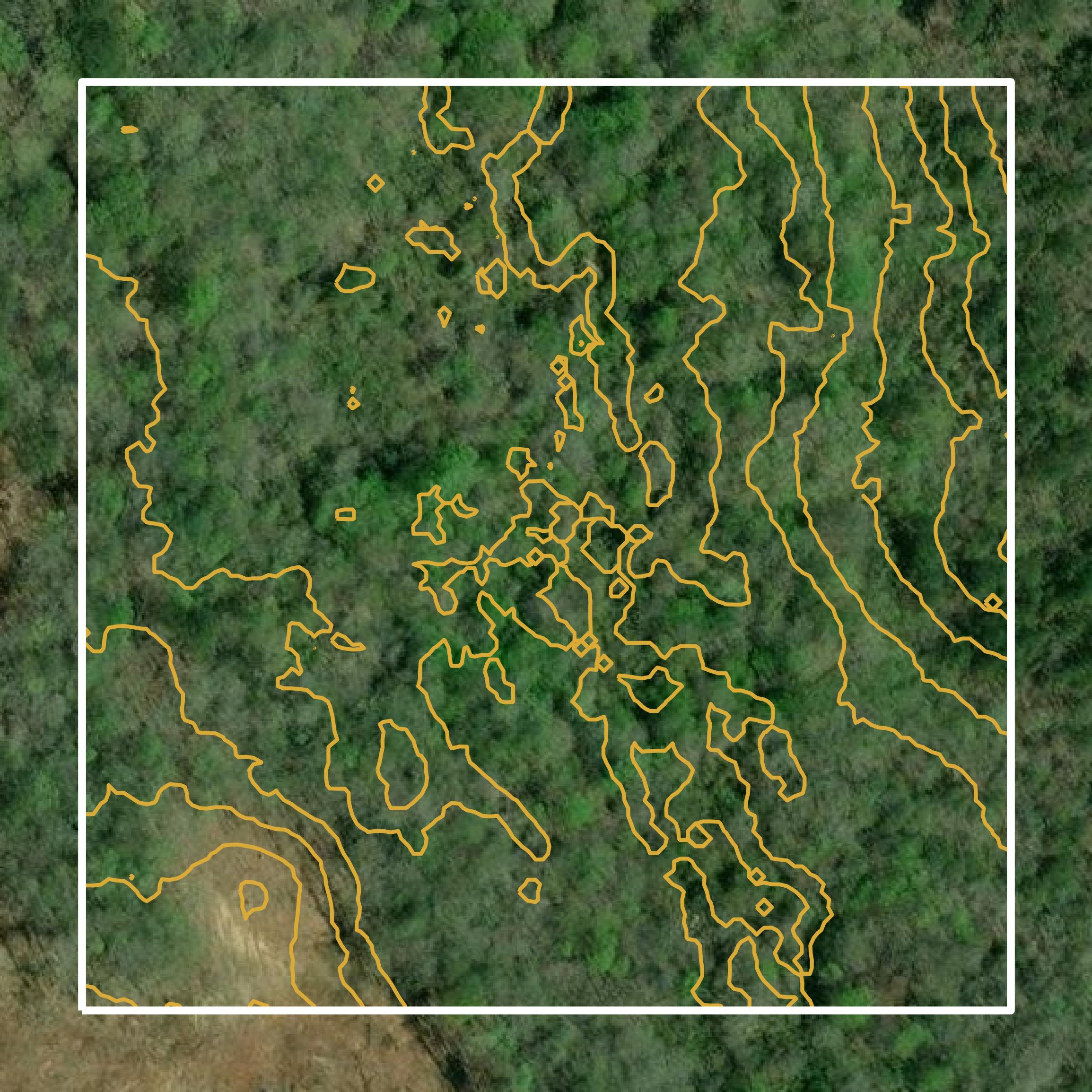 This image shows a contour map in Kemper County created using GIS data in Equator.