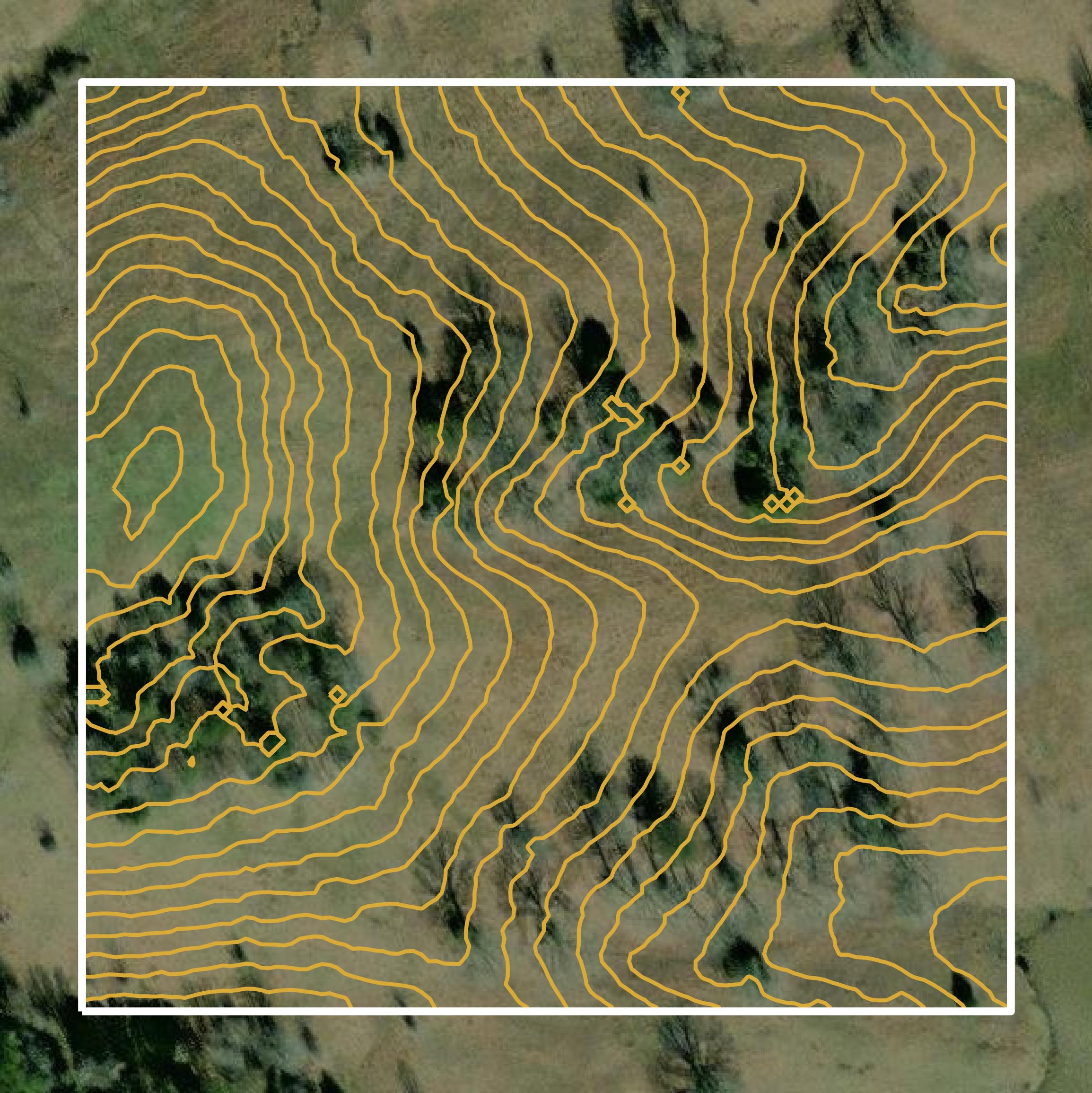 This image shows a contour map in Lafayette County created using GIS data in Equator.