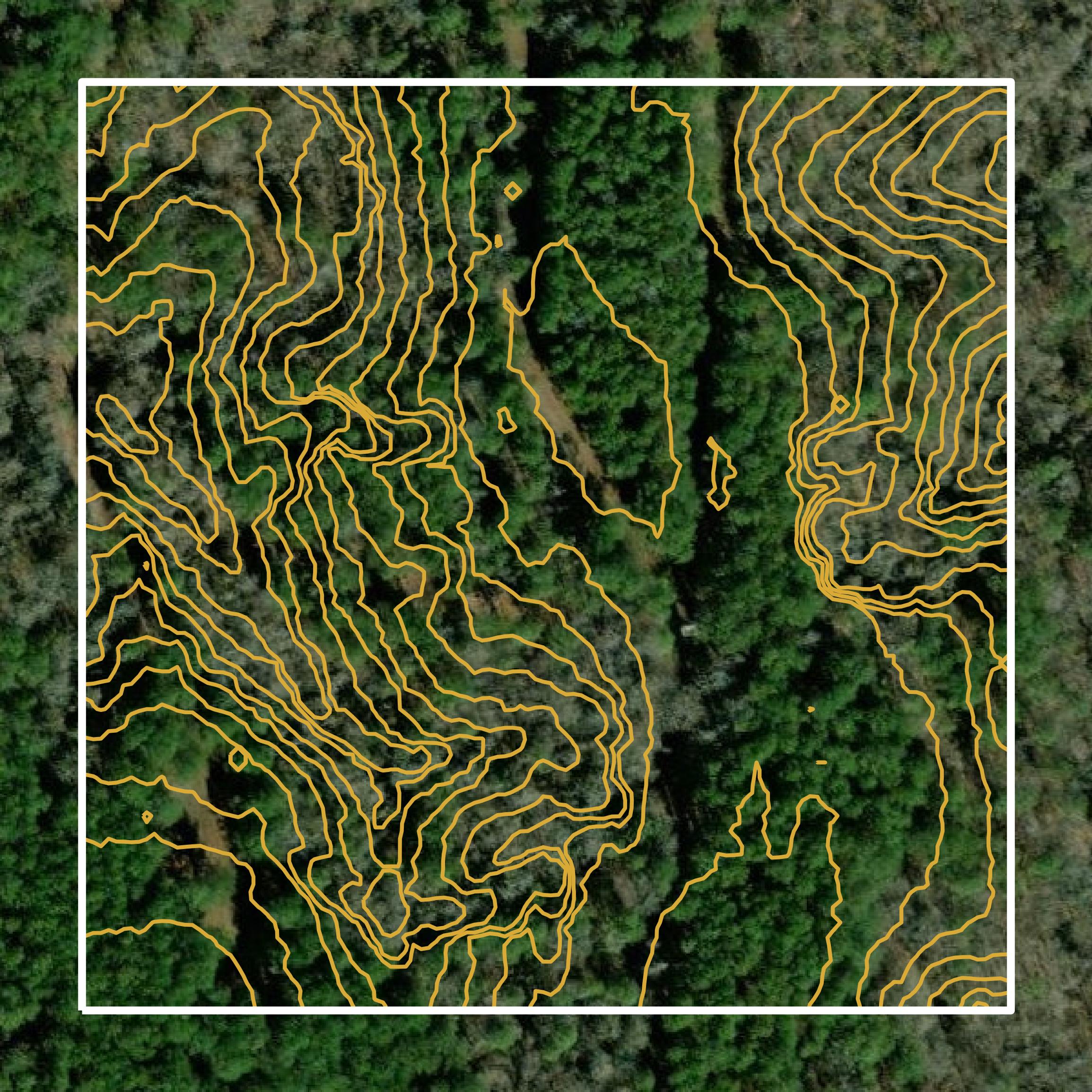 This image shows a contour map in Lafayette County created using GIS data in Equator.