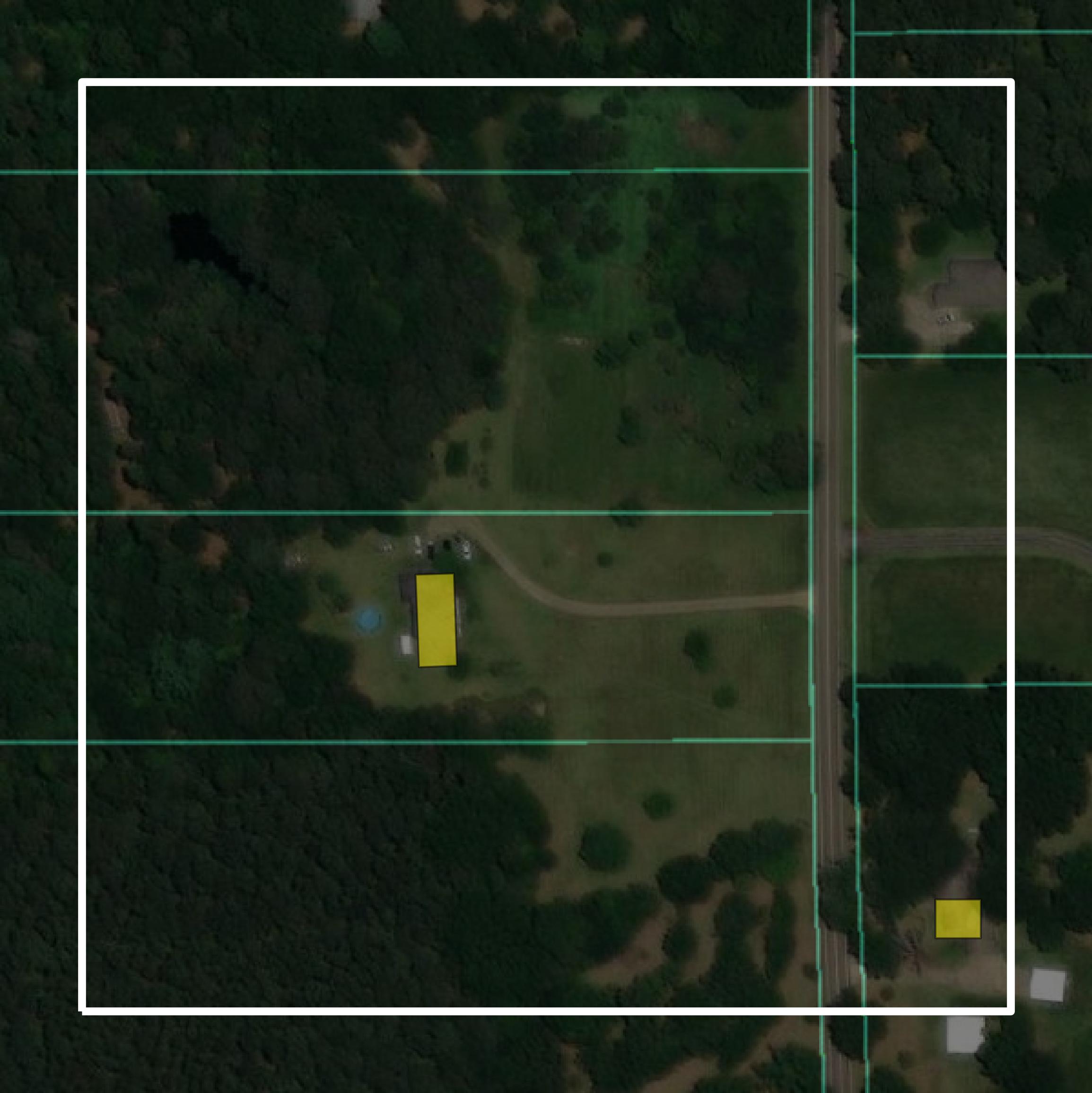 This image shows parcel and building data in Lamar County created using GIS data in Equator.