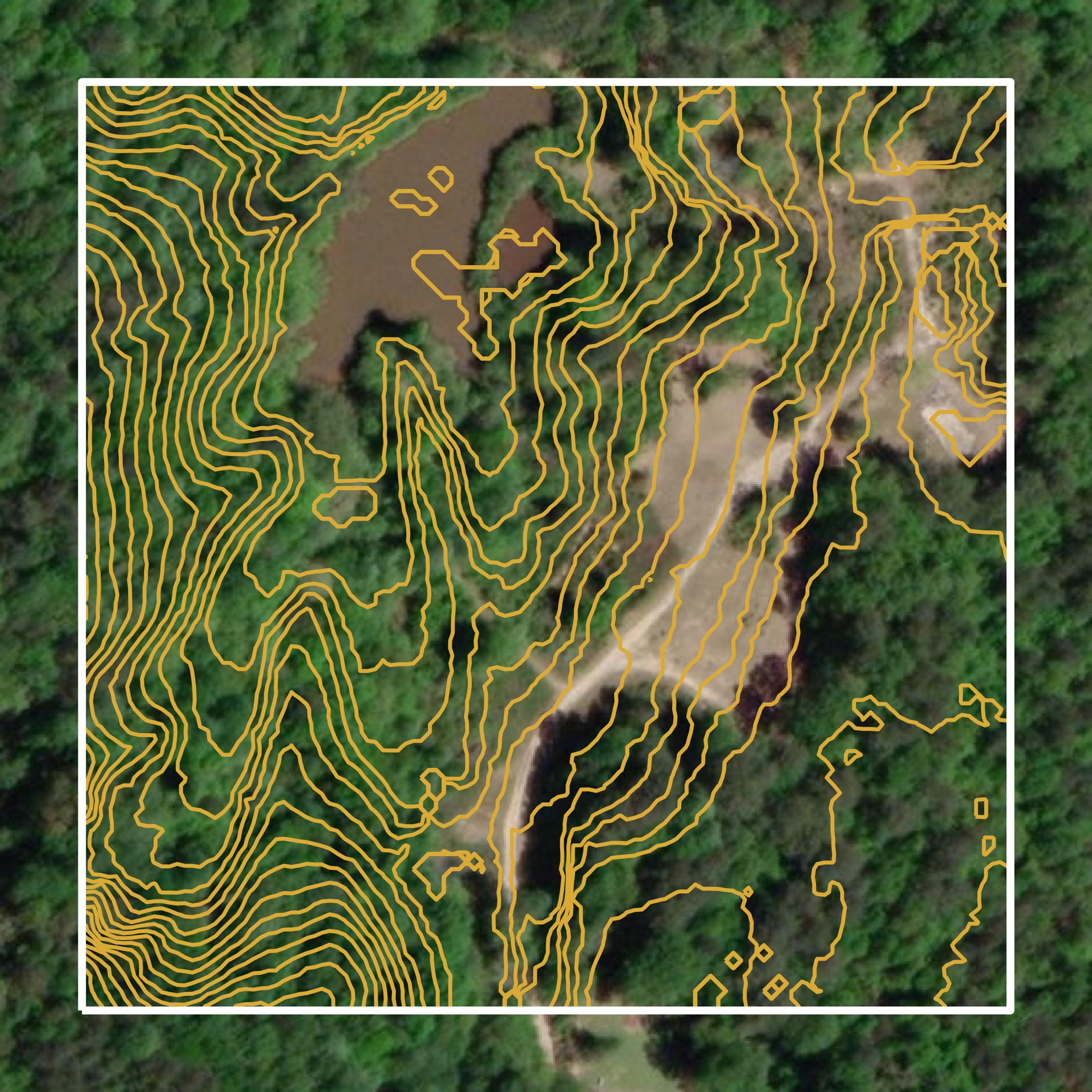 This image shows a contour map in Lauderdale County created using GIS data in Equator.