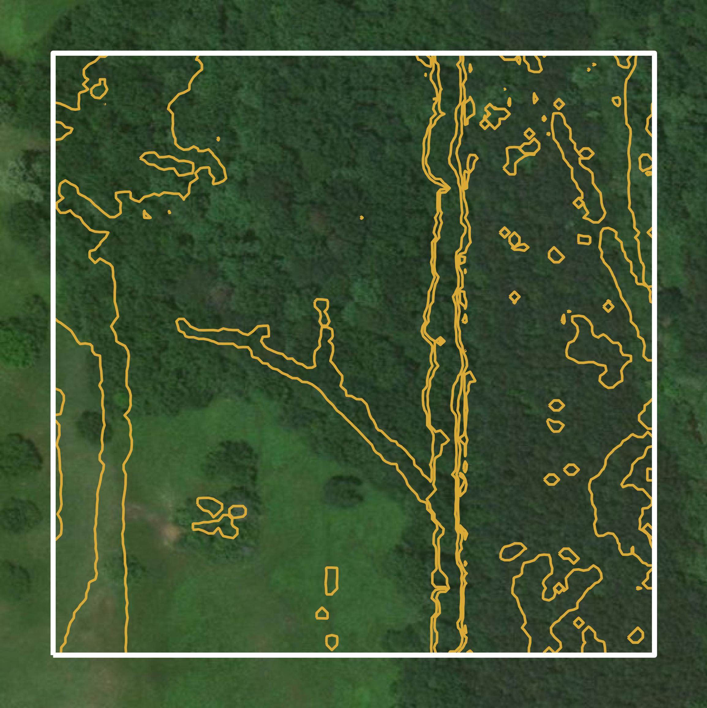 This image shows a contour map in Leake County created using GIS data in Equator.