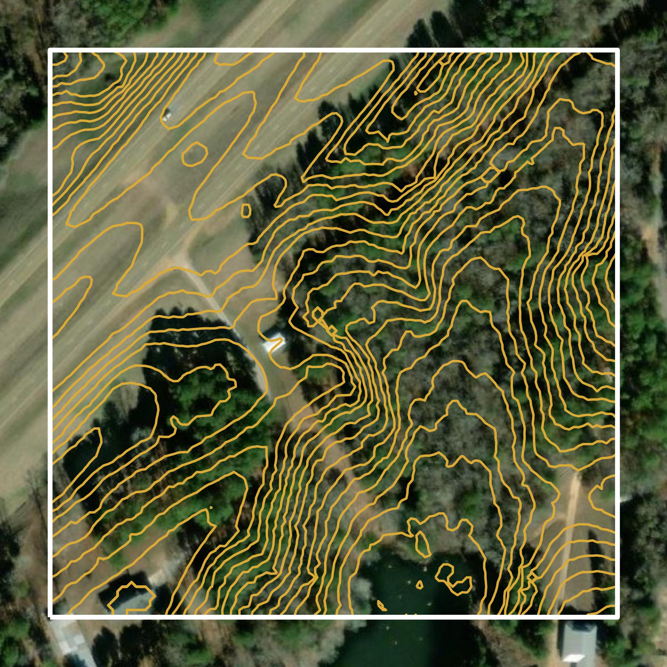 This image shows a contour map in Leake County created using GIS data in Equator.