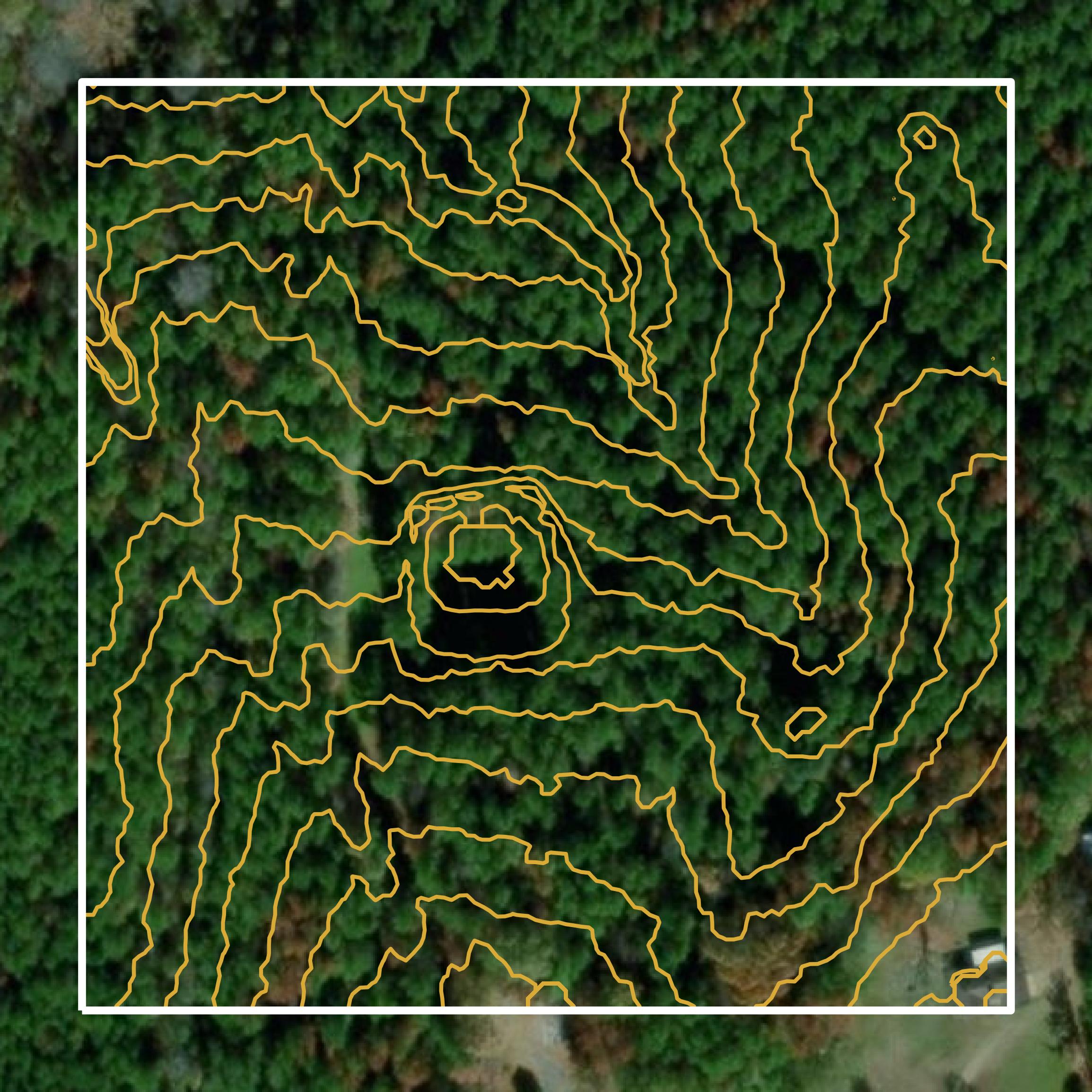 This image shows a contour map in Lincoln County created using GIS data in Equator.