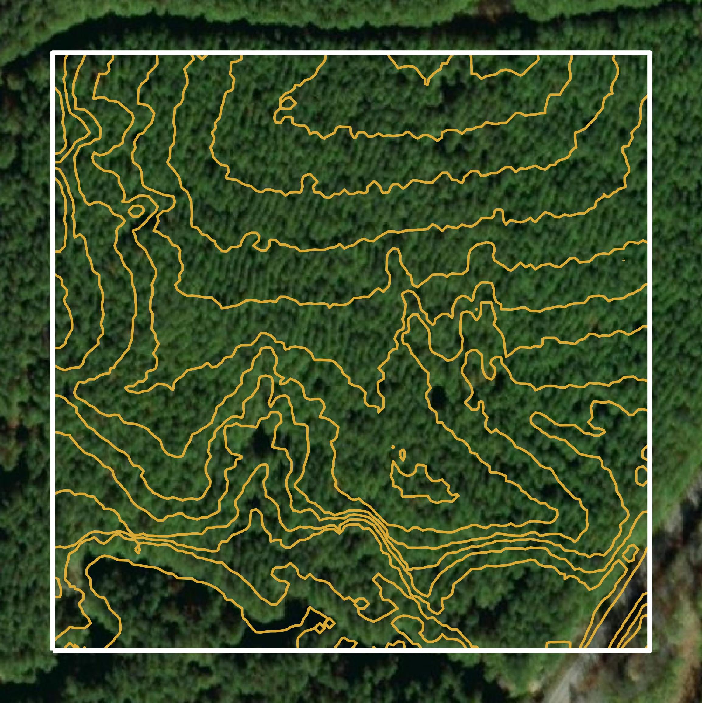 This image shows a contour map in Lincoln County created using GIS data in Equator.