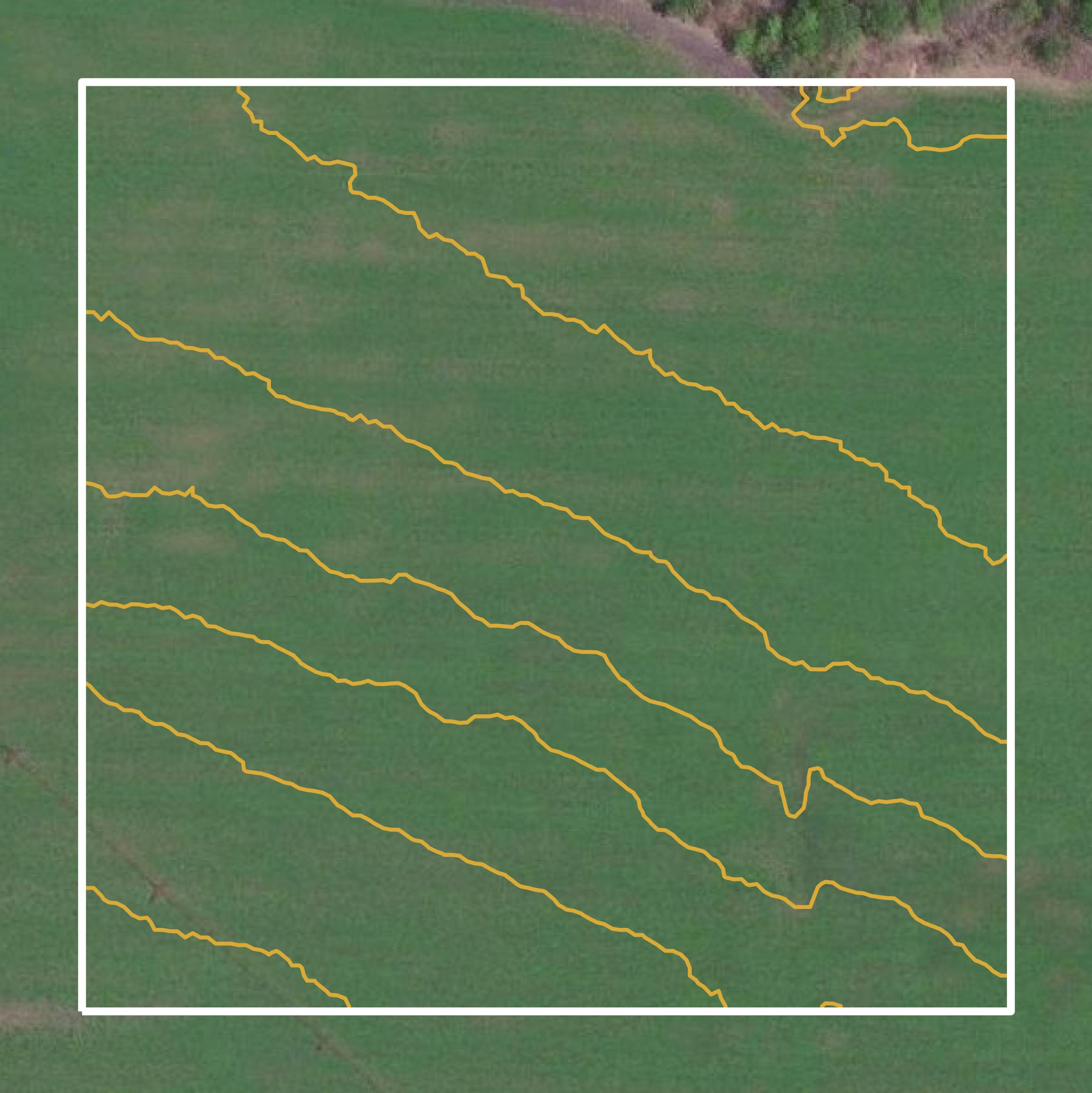 This image shows a contour map in Lowndes County created using GIS data in Equator.