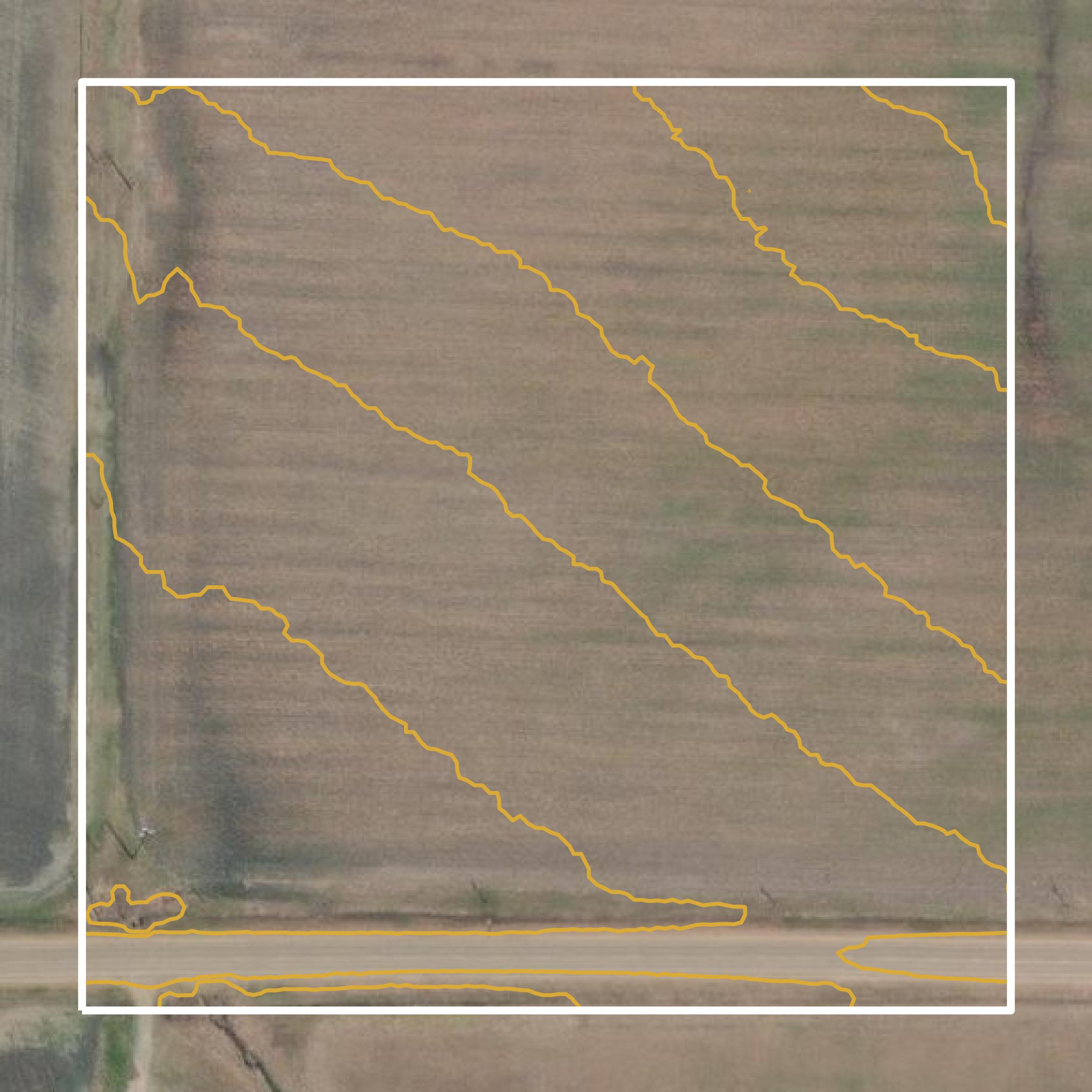 This image shows a contour map in Lowndes County created using GIS data in Equator.