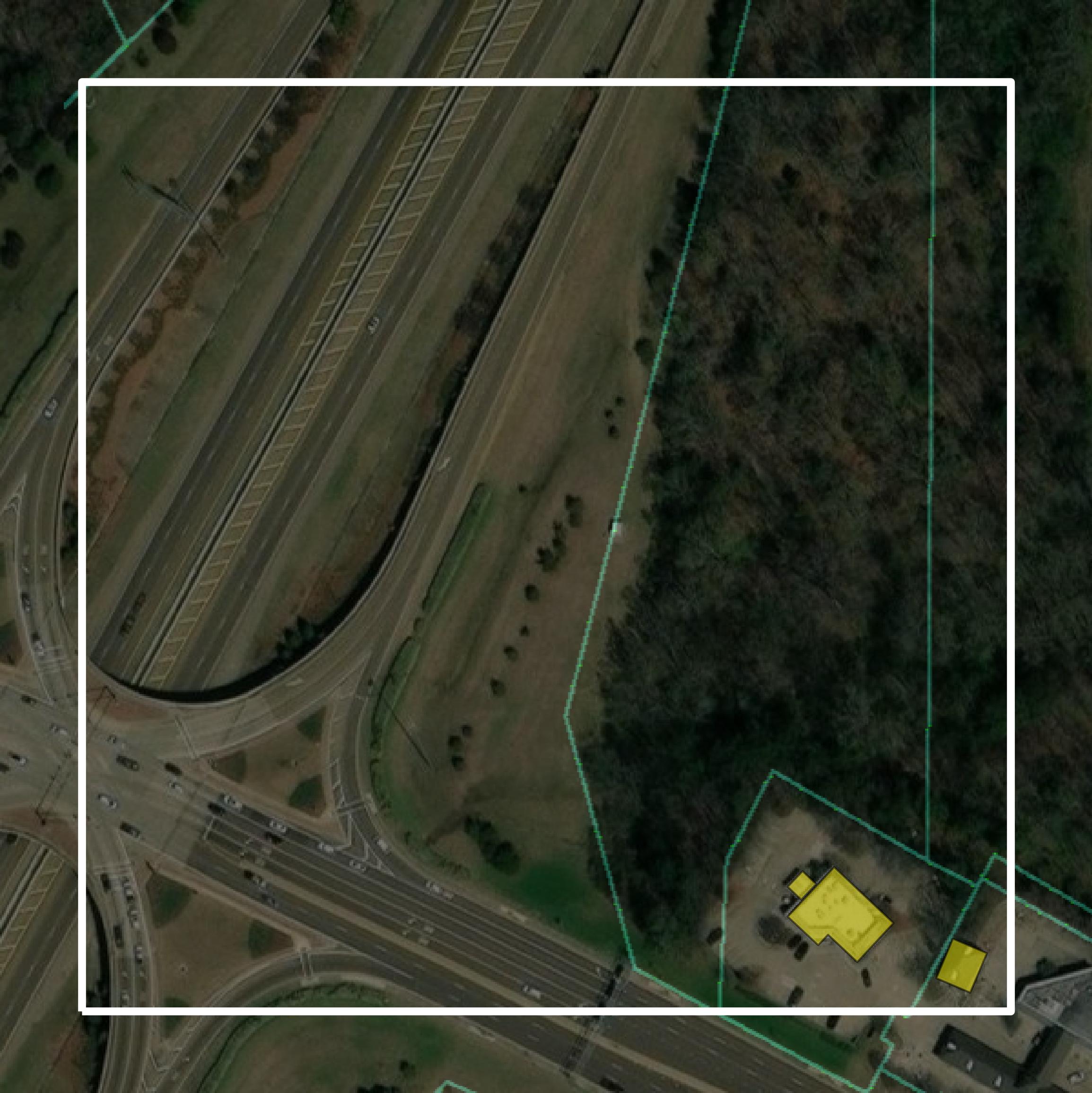 This image shows parcel and building data in Madison County created using GIS data in Equator.