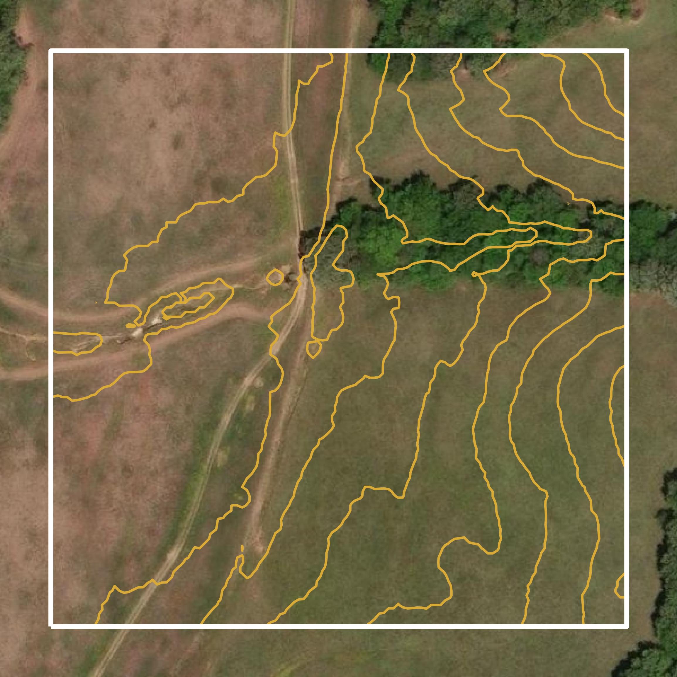 This image shows a contour map in Marshall County created using GIS data in Equator.