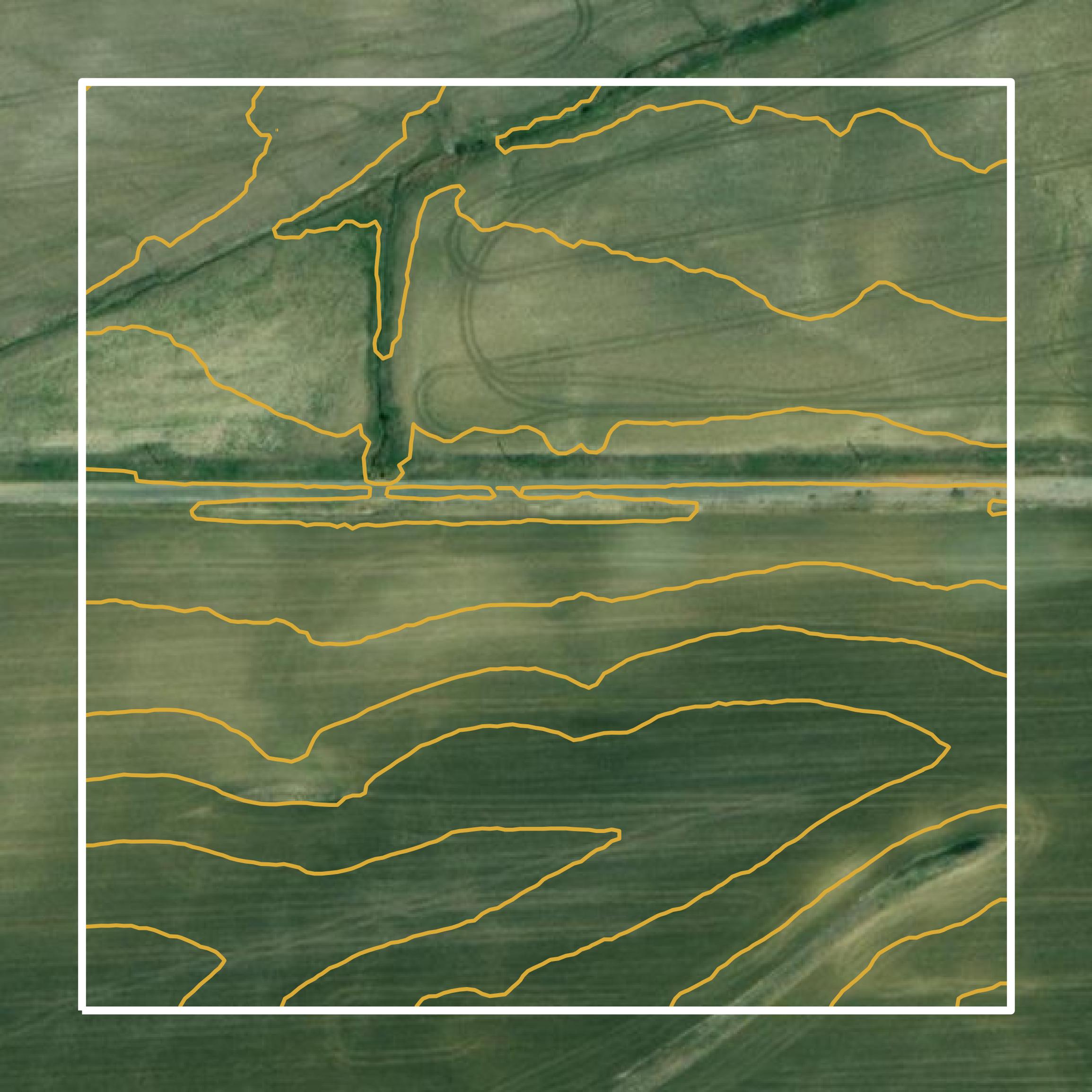 This image shows a contour map in Monroe County created using GIS data in Equator.