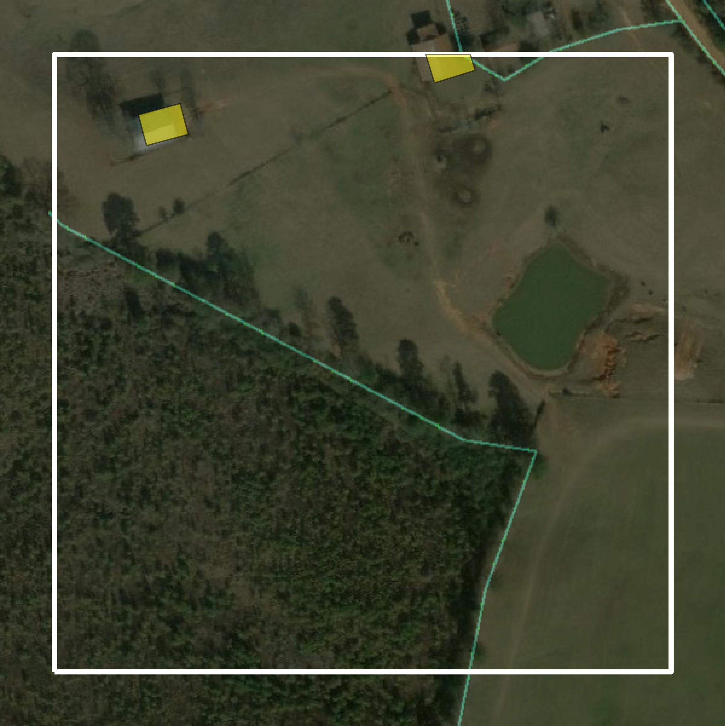This image shows parcel and building data in Neshoba County created using GIS data in Equator.