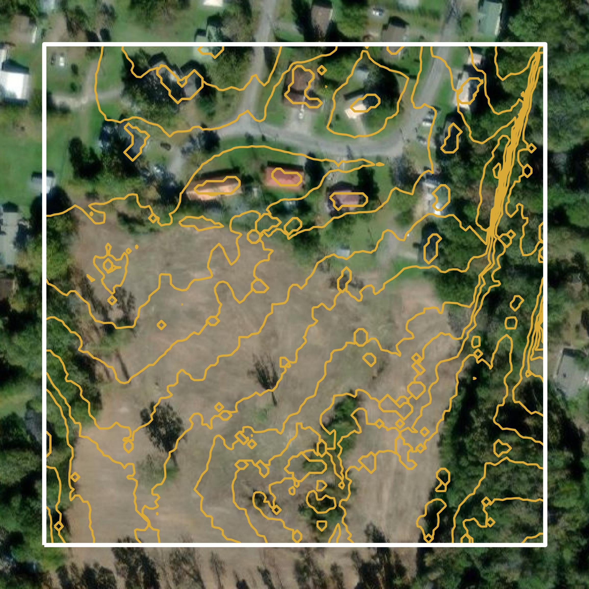 This image shows a contour map in Newton County created using GIS data in Equator.