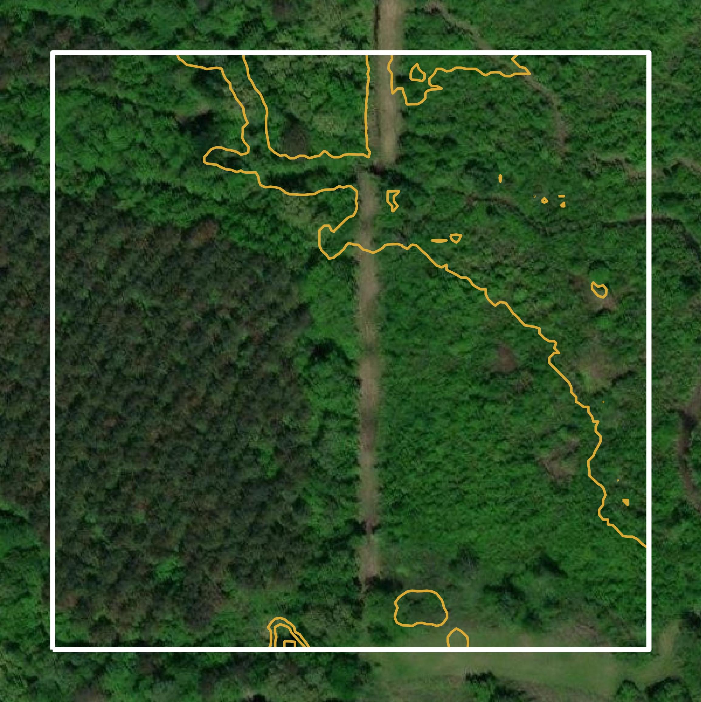 This image shows a contour map in Oktibbeha County created using GIS data in Equator.