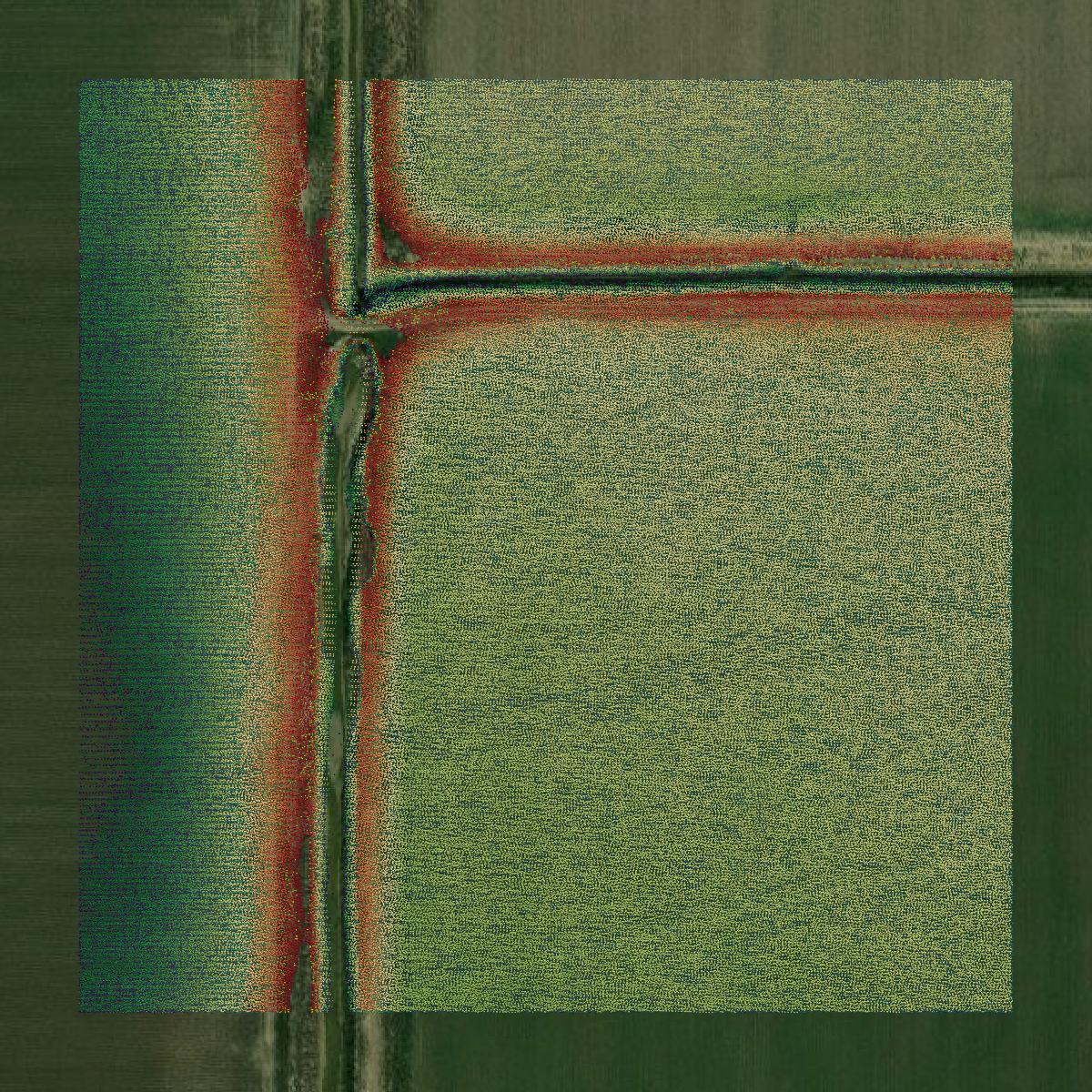 This image shows a LiDAR point cloud in Panola County created using GIS data in Equator.
