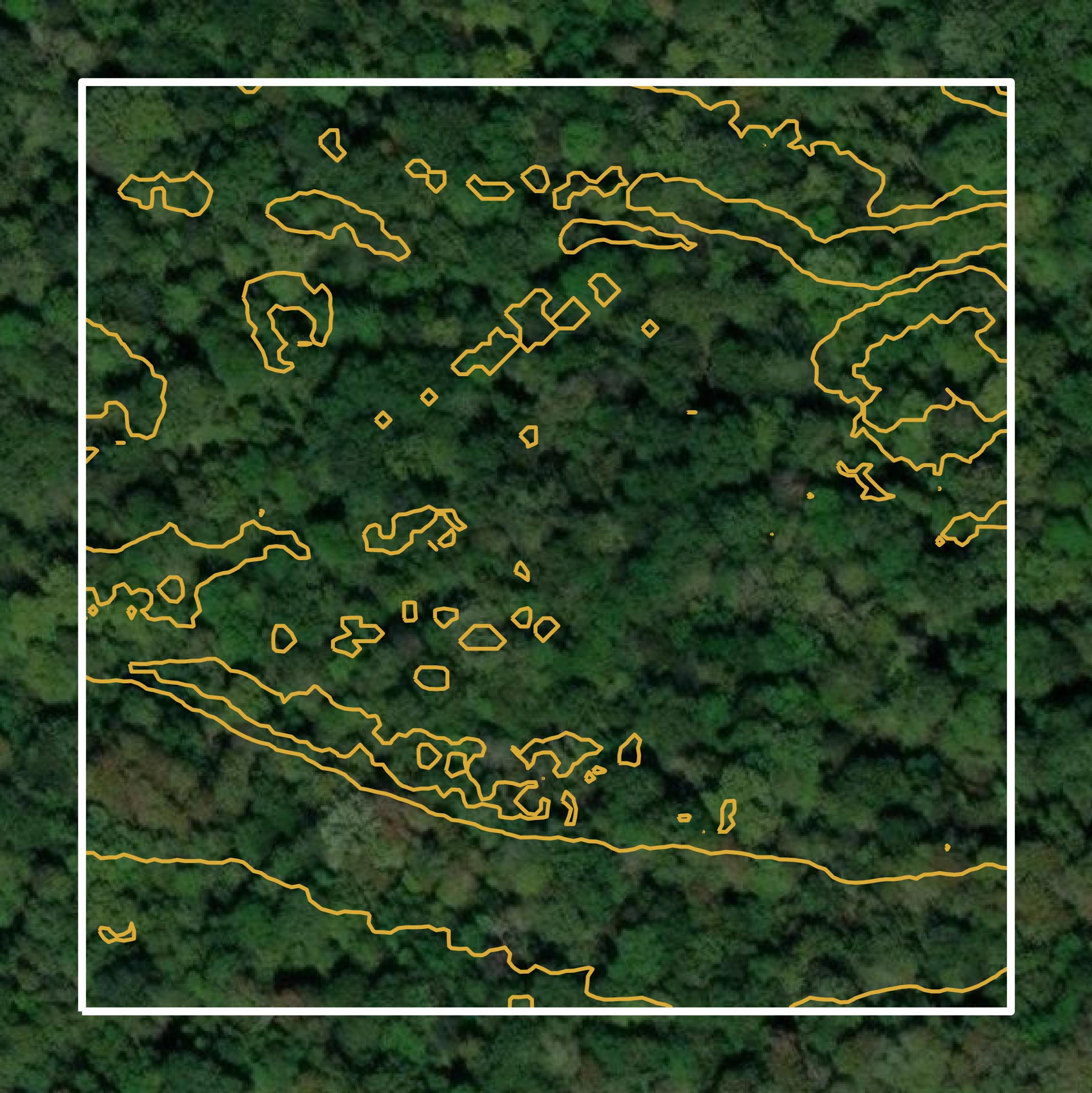 This image shows a contour map in Pearl River County created using GIS data in Equator.