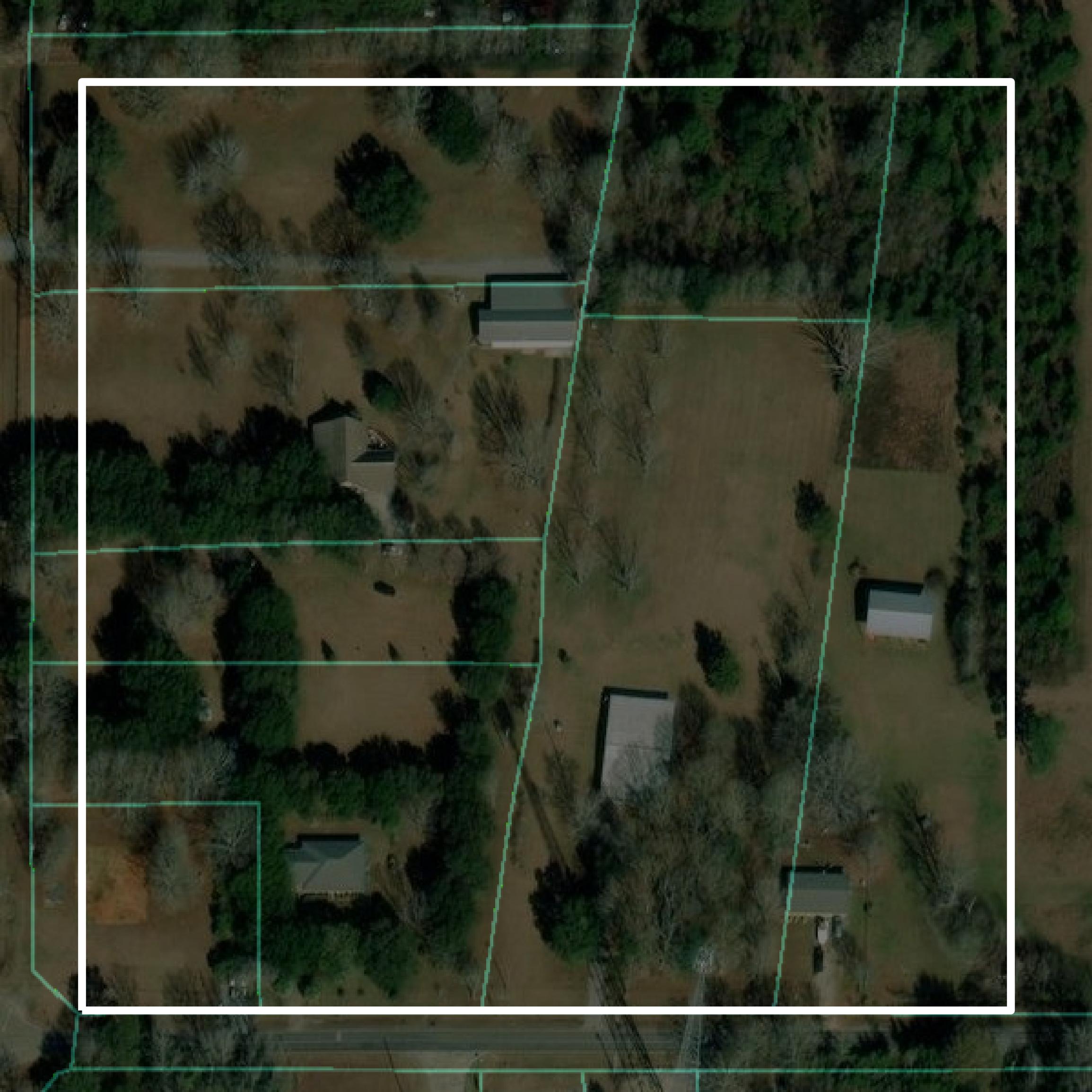 This image shows parcel and building data in Pearl River County created using GIS data in Equator.