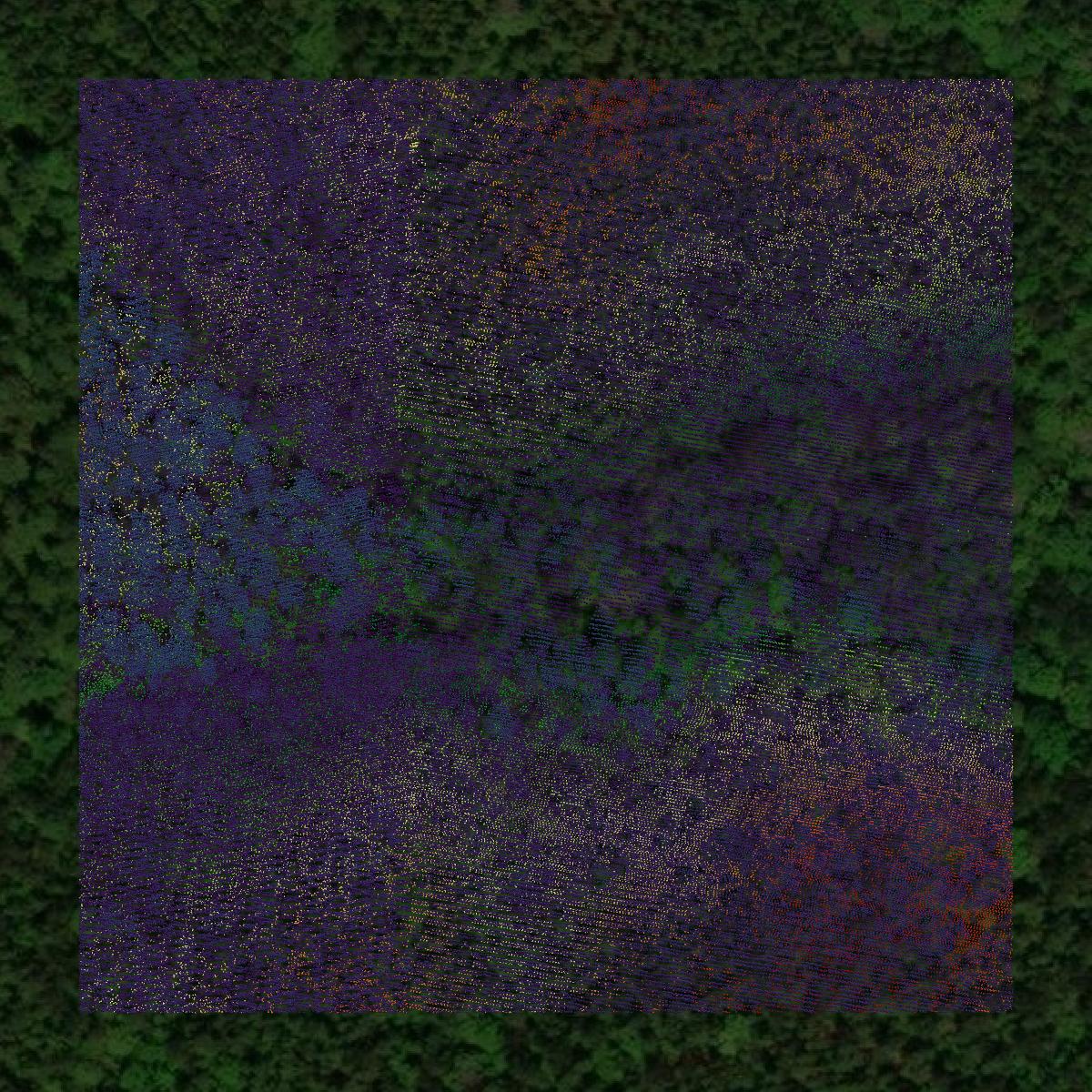 This image shows a LiDAR point cloud in Perry County created using GIS data in Equator.