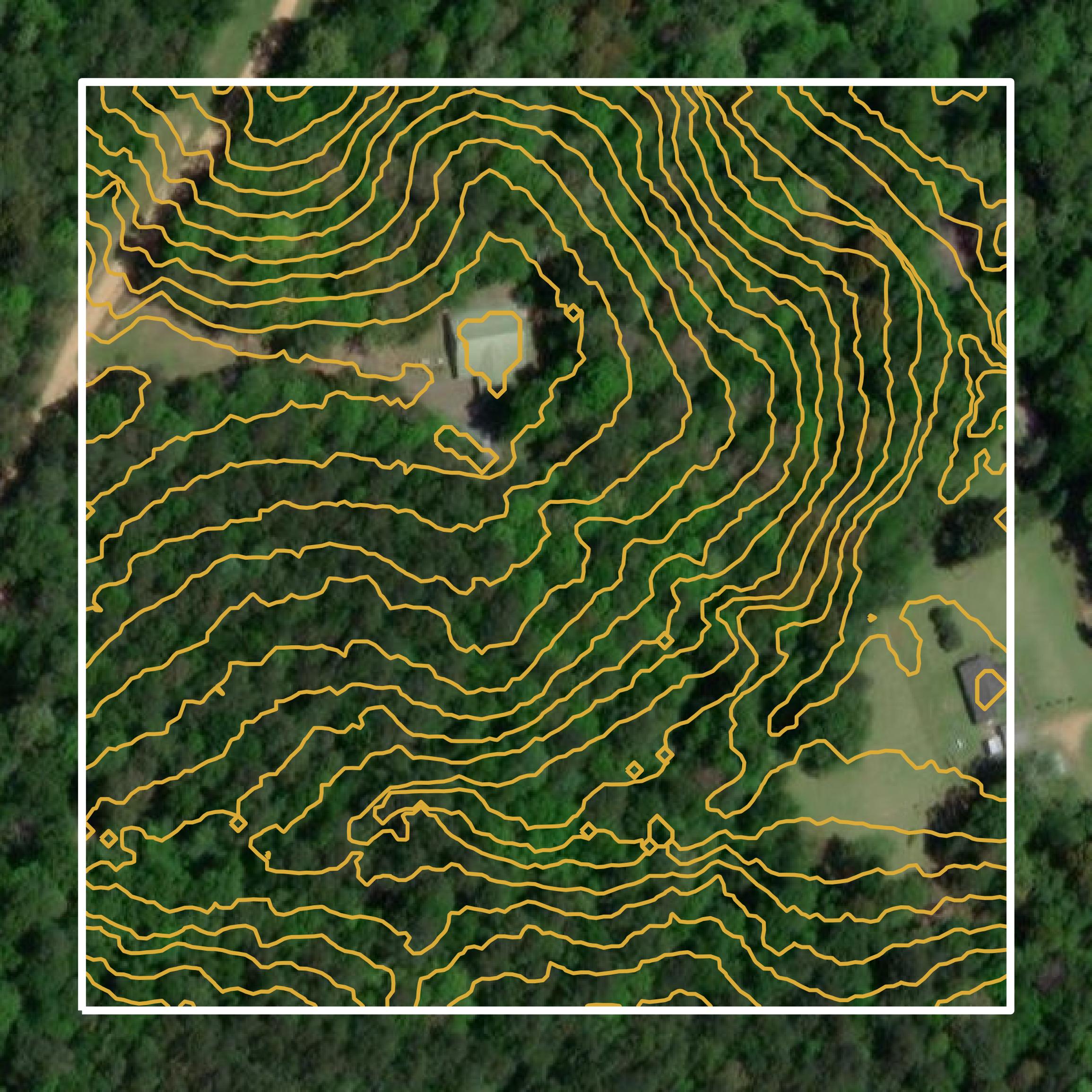 This image shows a contour map in Pike County created using GIS data in Equator.