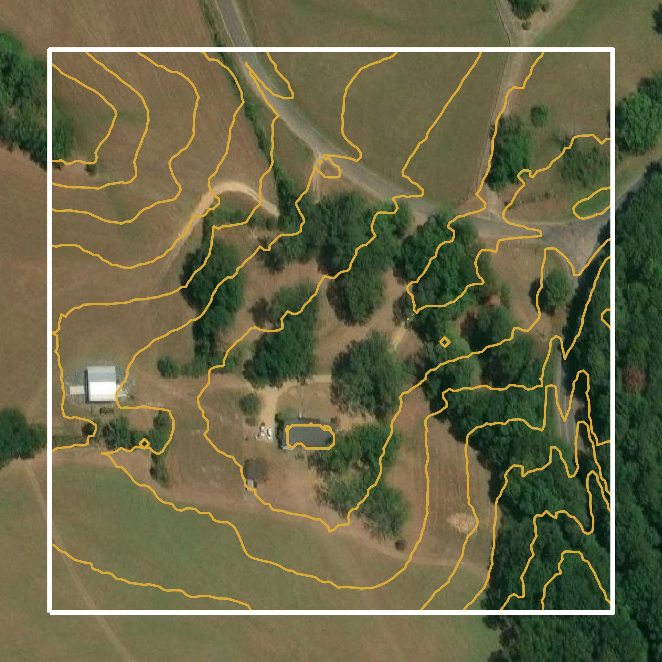 This image shows a contour map in Pike County created using GIS data in Equator.