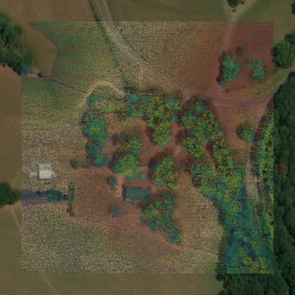 This image shows a LiDAR point cloud in Pike County created using GIS data in Equator.