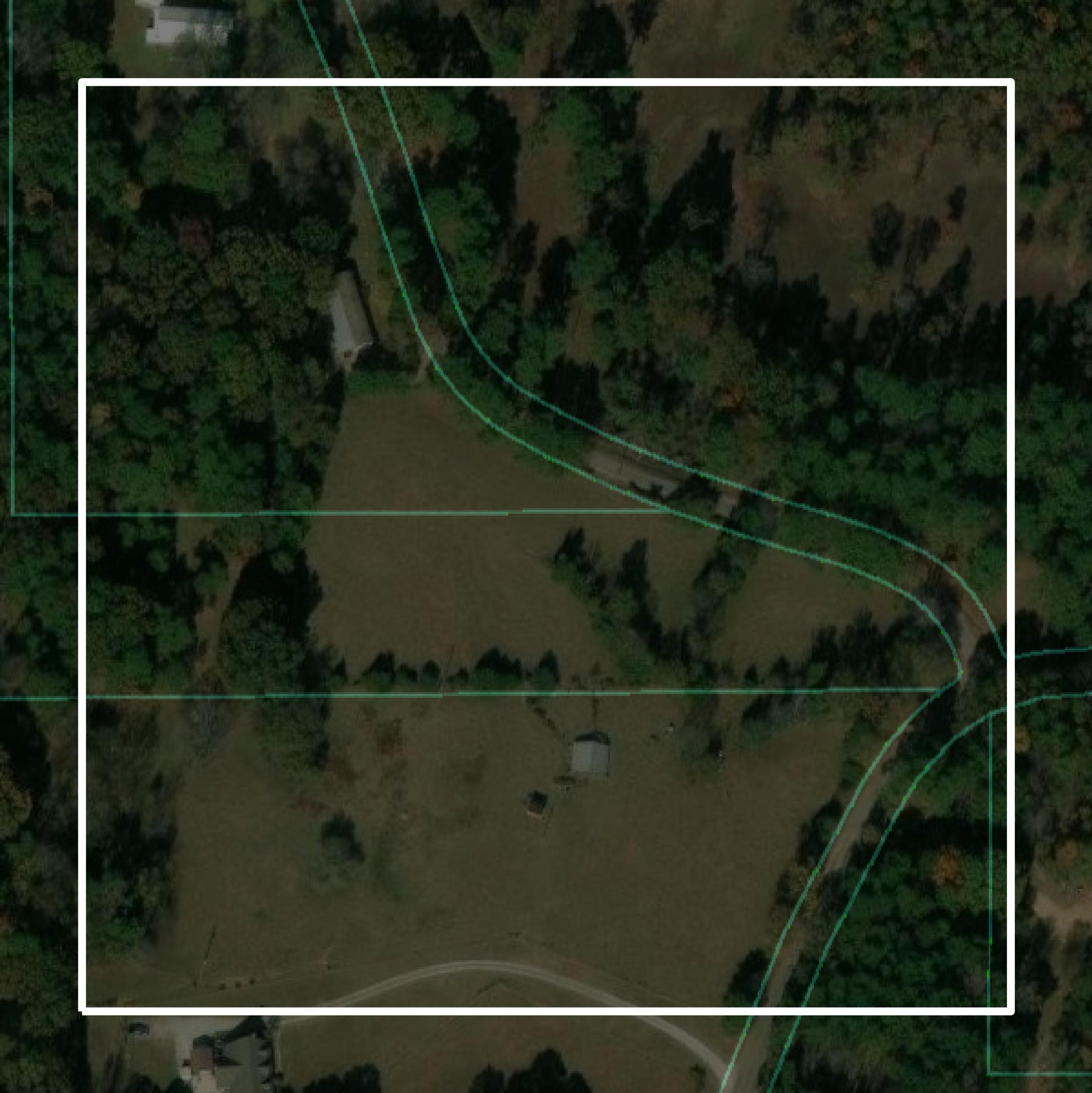 This image shows parcel and building data in Pontotoc County created using GIS data in Equator.