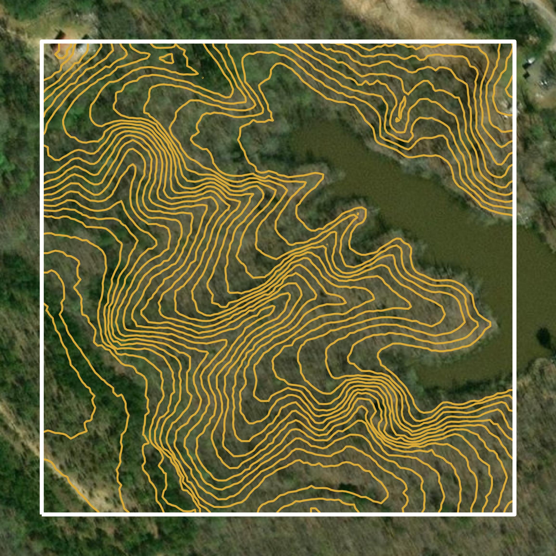 This image shows a contour map in Prentiss County created using GIS data in Equator.